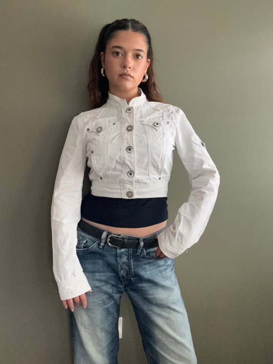 Y2K Cropped Denim Jacket (UK12)