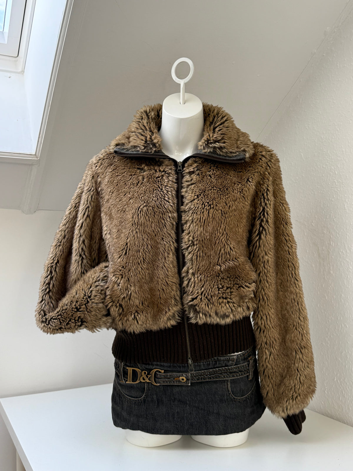Faux Fur Bomber Jacket (UK16)