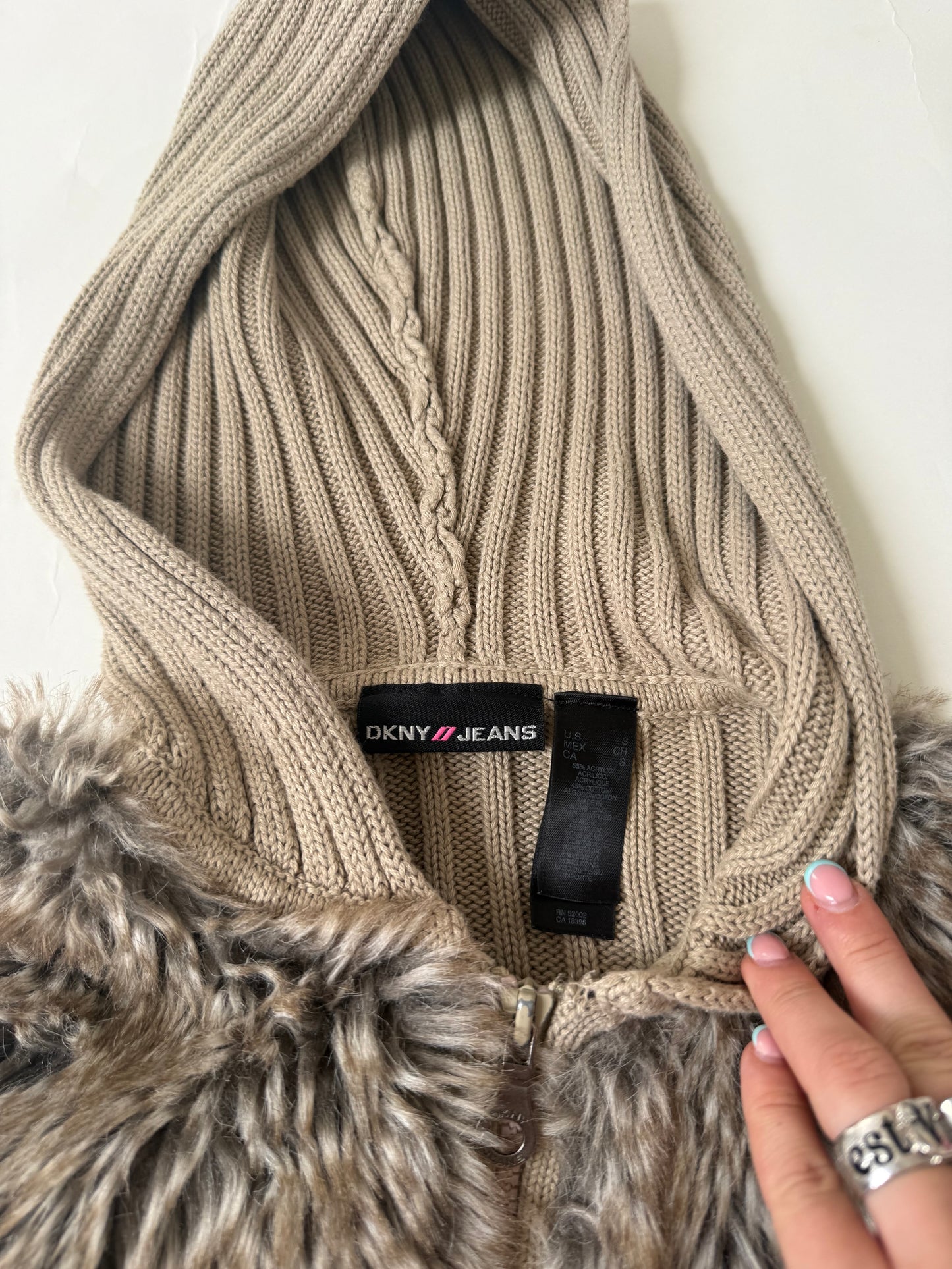 DKNY Faux Fur Cropped Jumper (S)