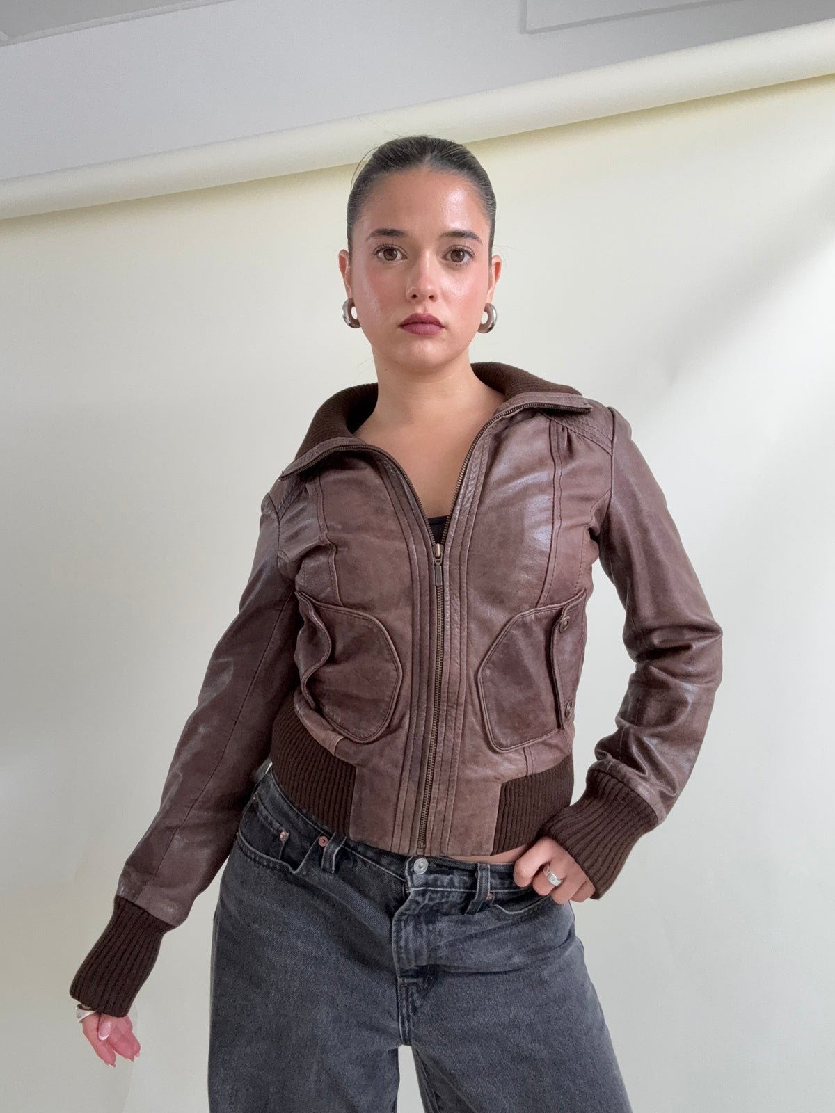 Vintage Brown Leather Jacket (UK10)