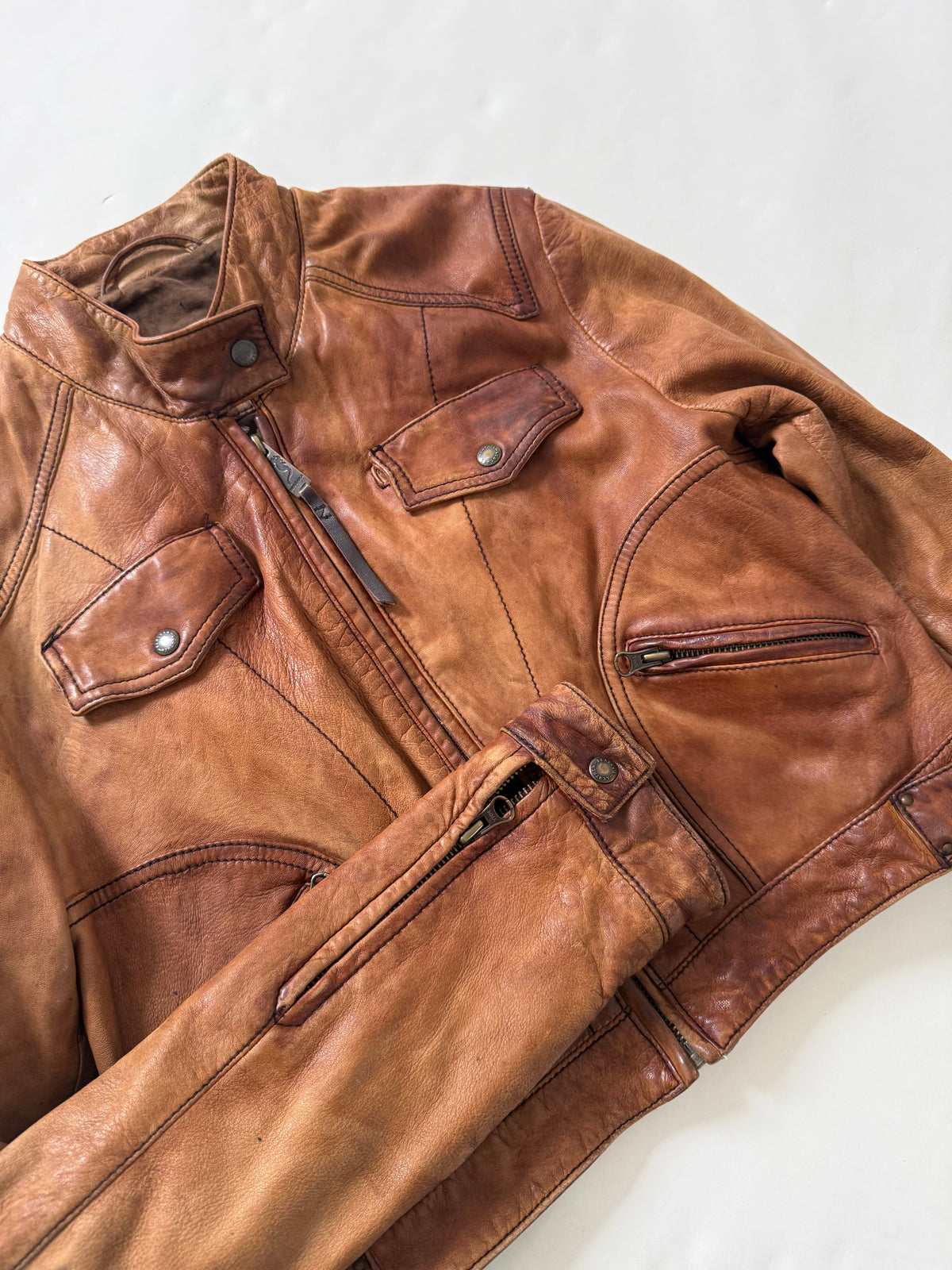 Vintage Cropped Leather Jacket (L)