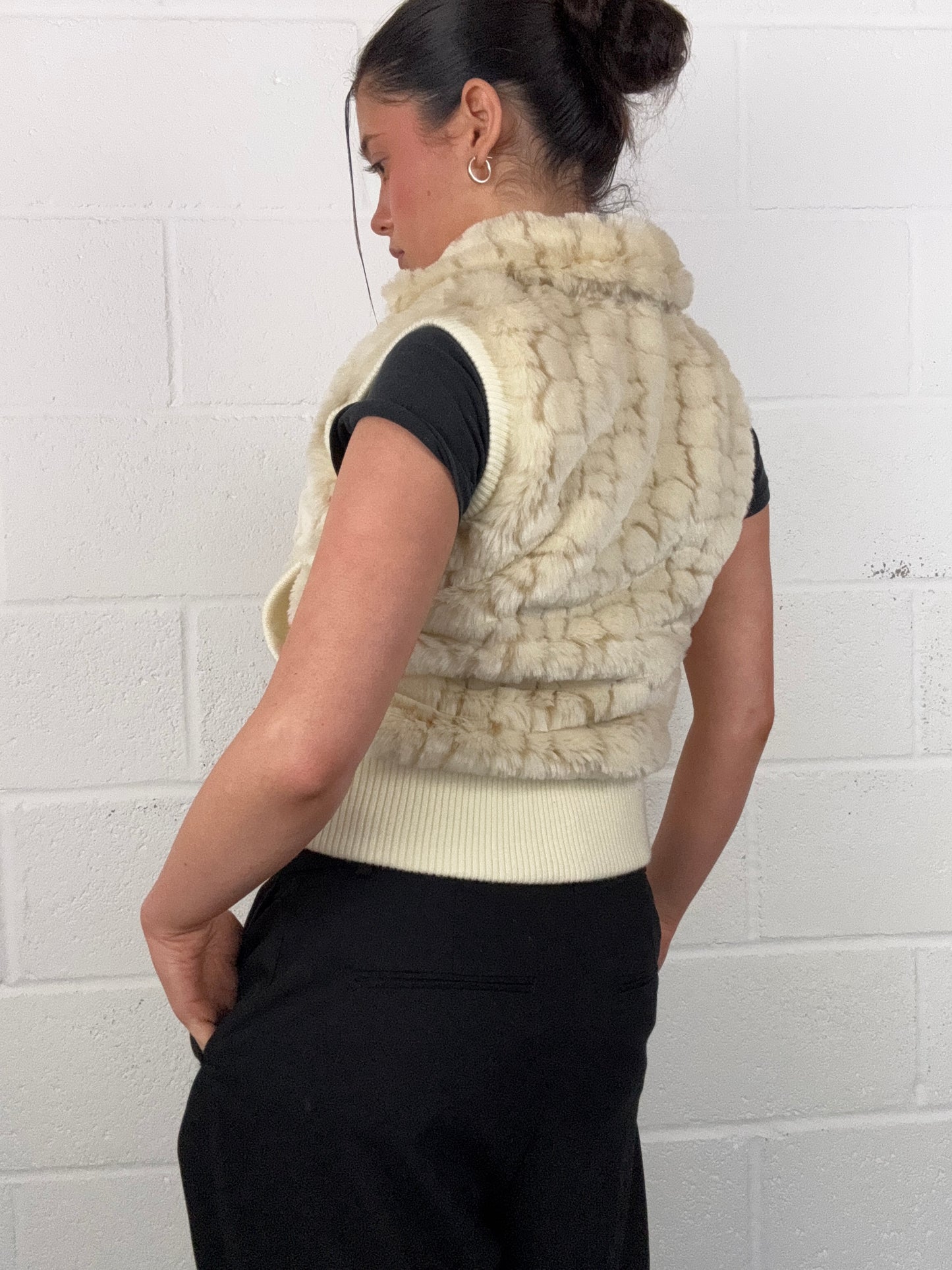 Cream Faux Fur Gilet (UK10)