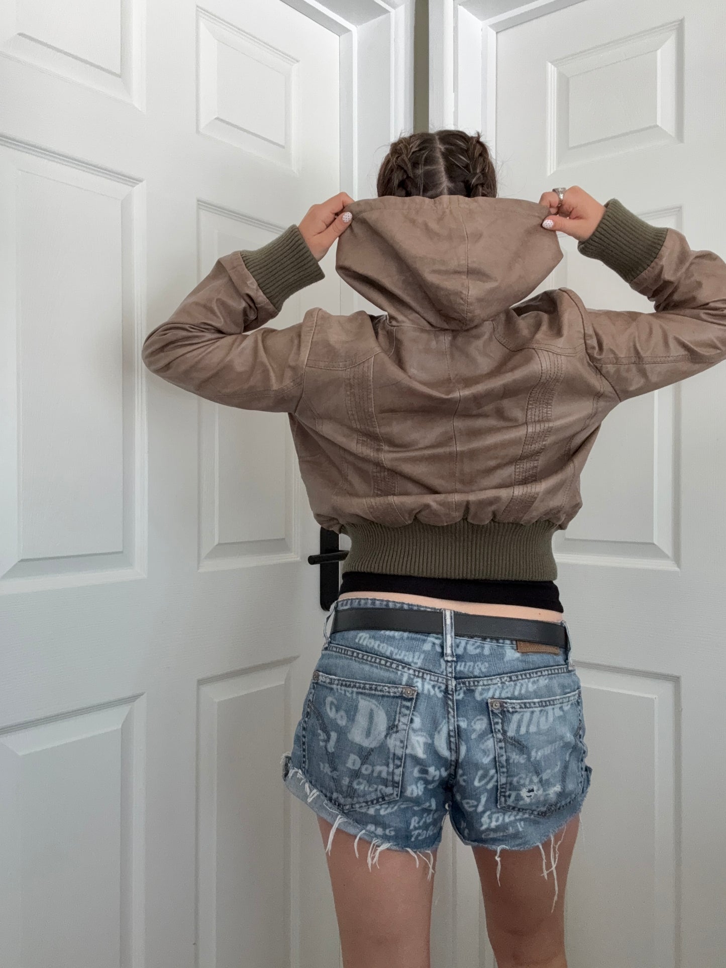 Leather Hooded Jacket (UK14)