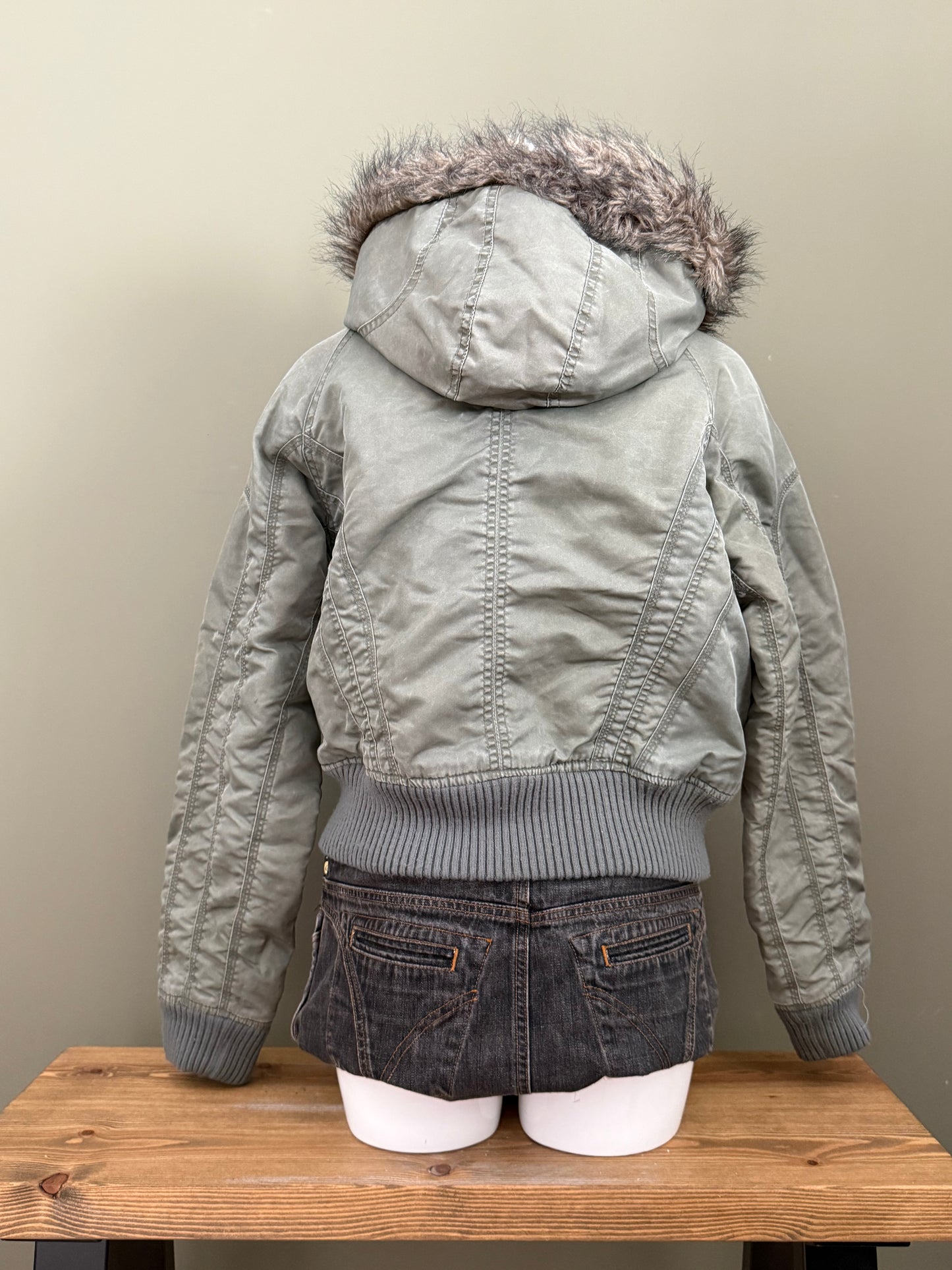 Khaki Y2K Bomber Jacket (UK12)
