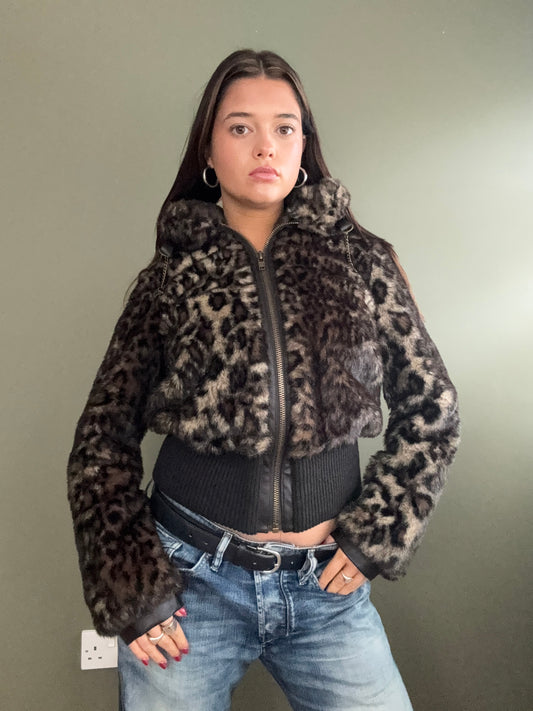 Faux Fur Leopard Jacket (M)