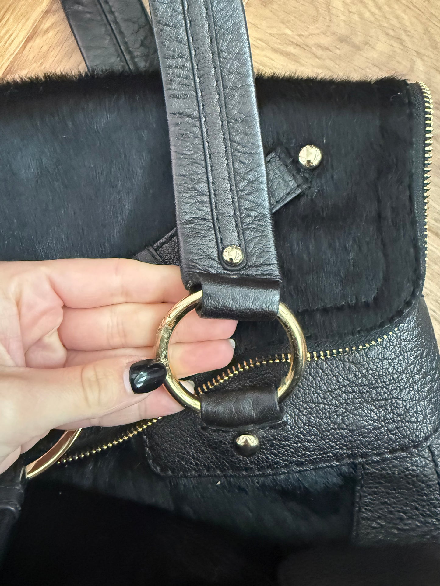 DKNY Pony Hair Studded Handbag