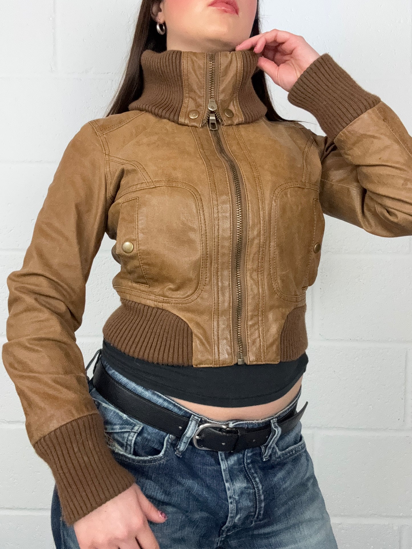 Leather Fitted Jacket (UK8)