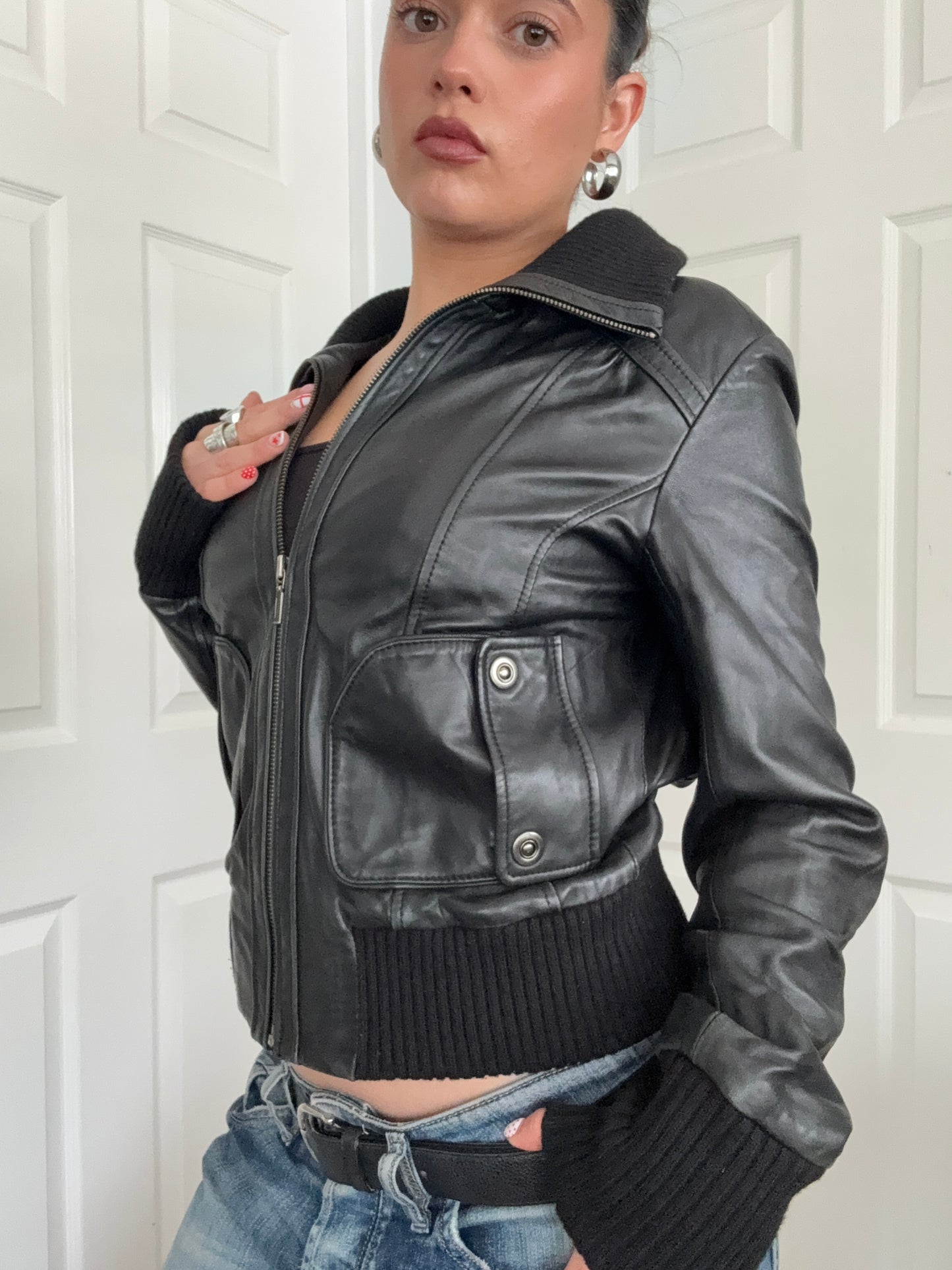 Leather Bomber Jacket (UK12)