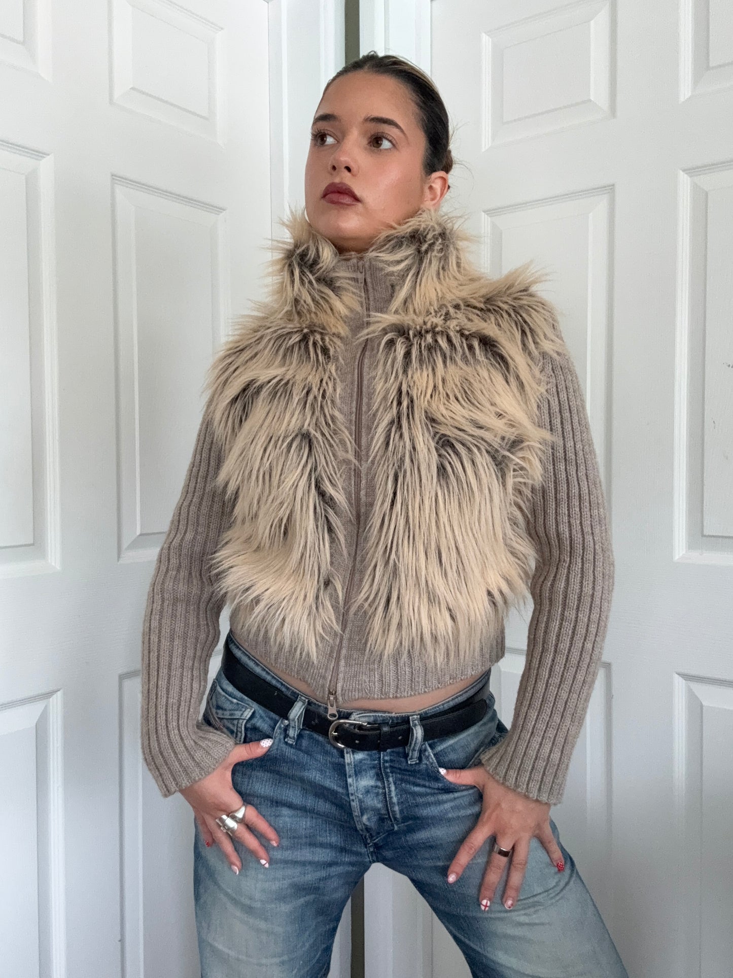 Morgan De Toi Faux Fur Double Zip Jumper (S)