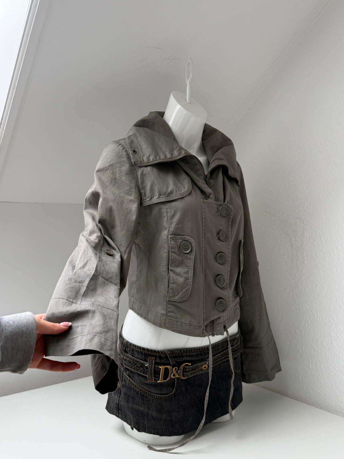 Cropped Funnel Neck Utility Jacket (UK10)