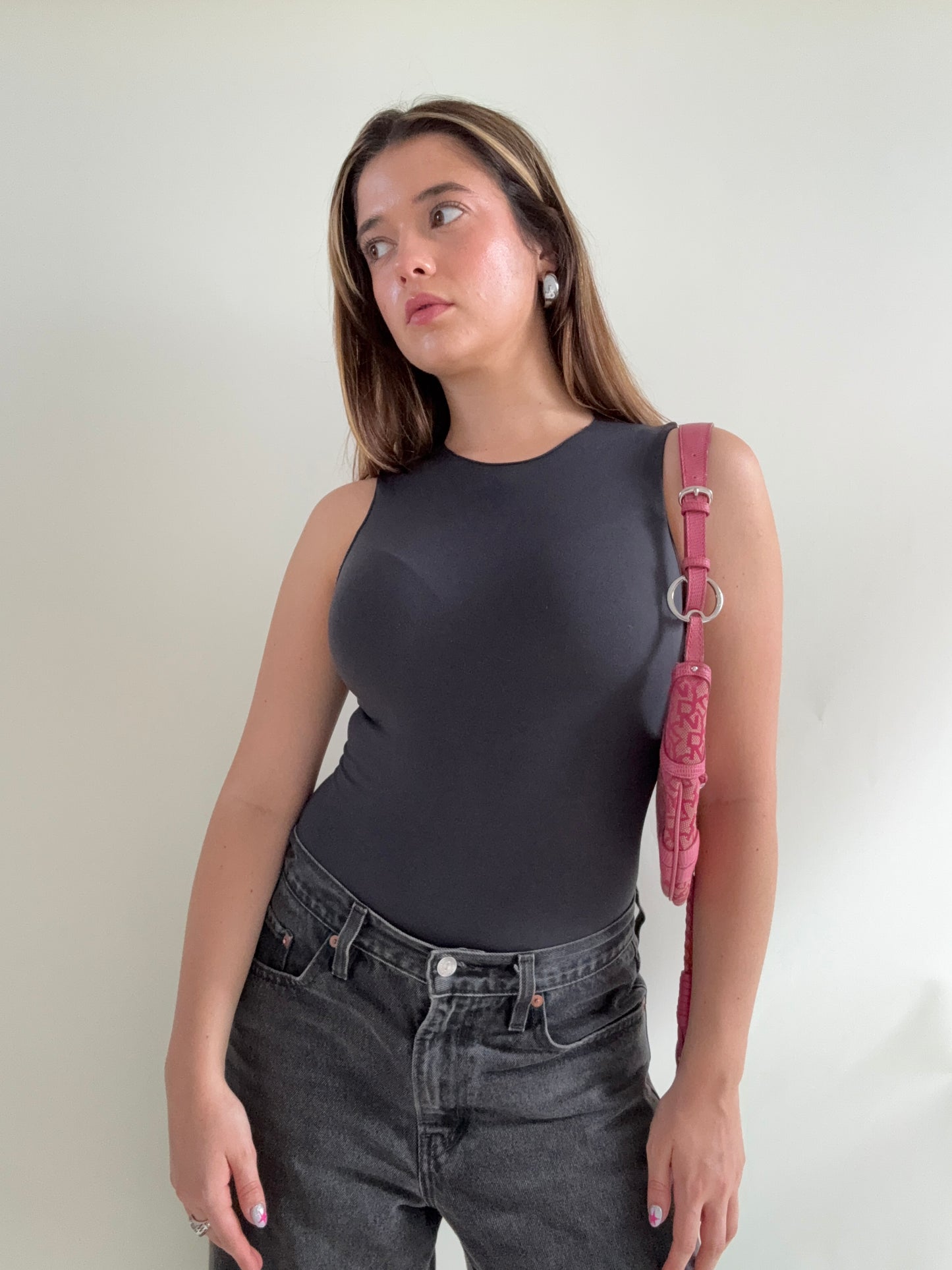 DKNY Pink Tassle Shoulder Bag