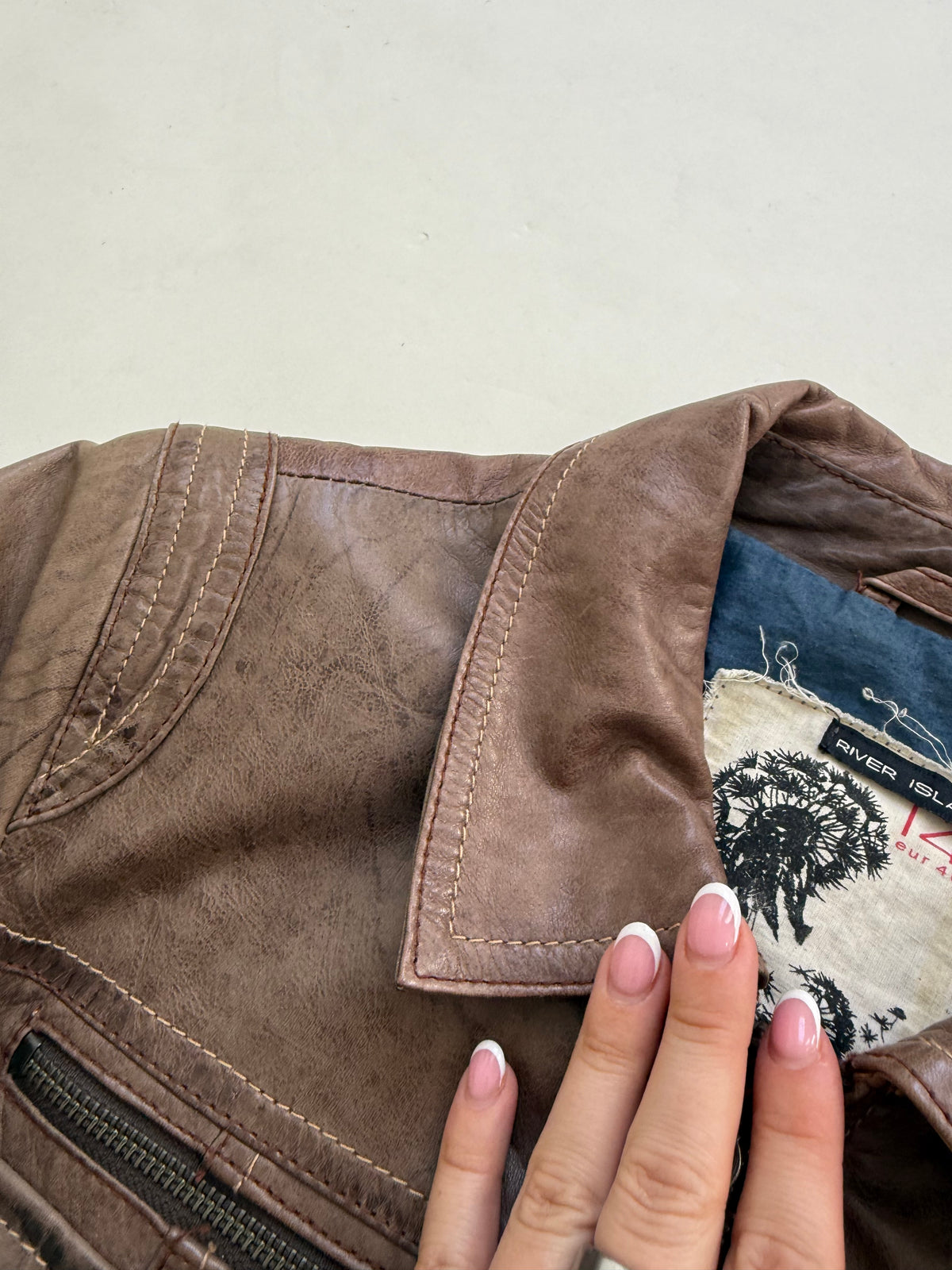 Vintage Leather Bomber Jacket (UK14)