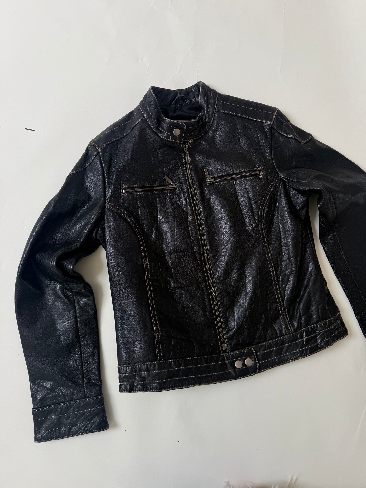 Leather Biker Jacket (L)