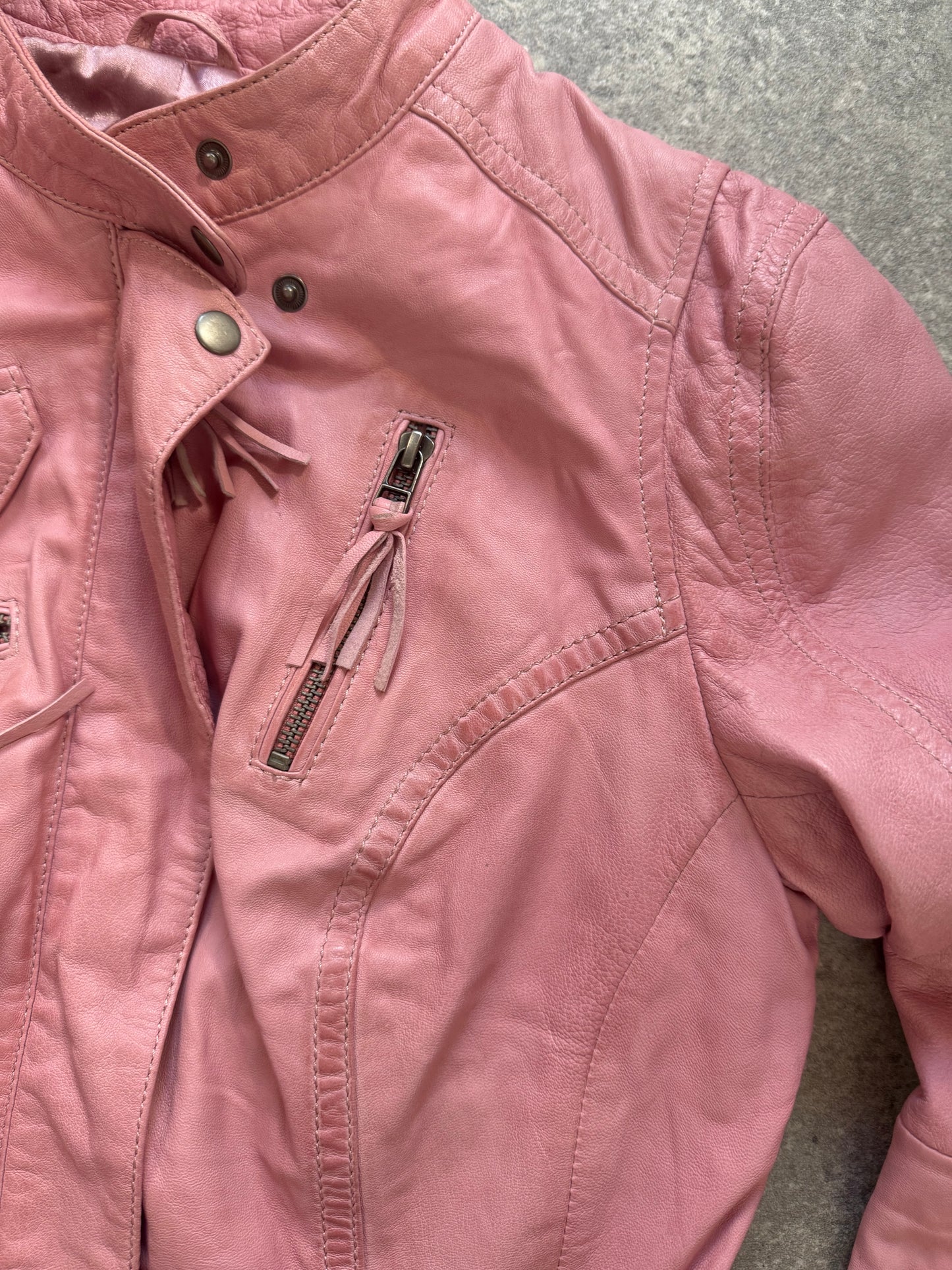 Pink Leather Jacket (UK12)