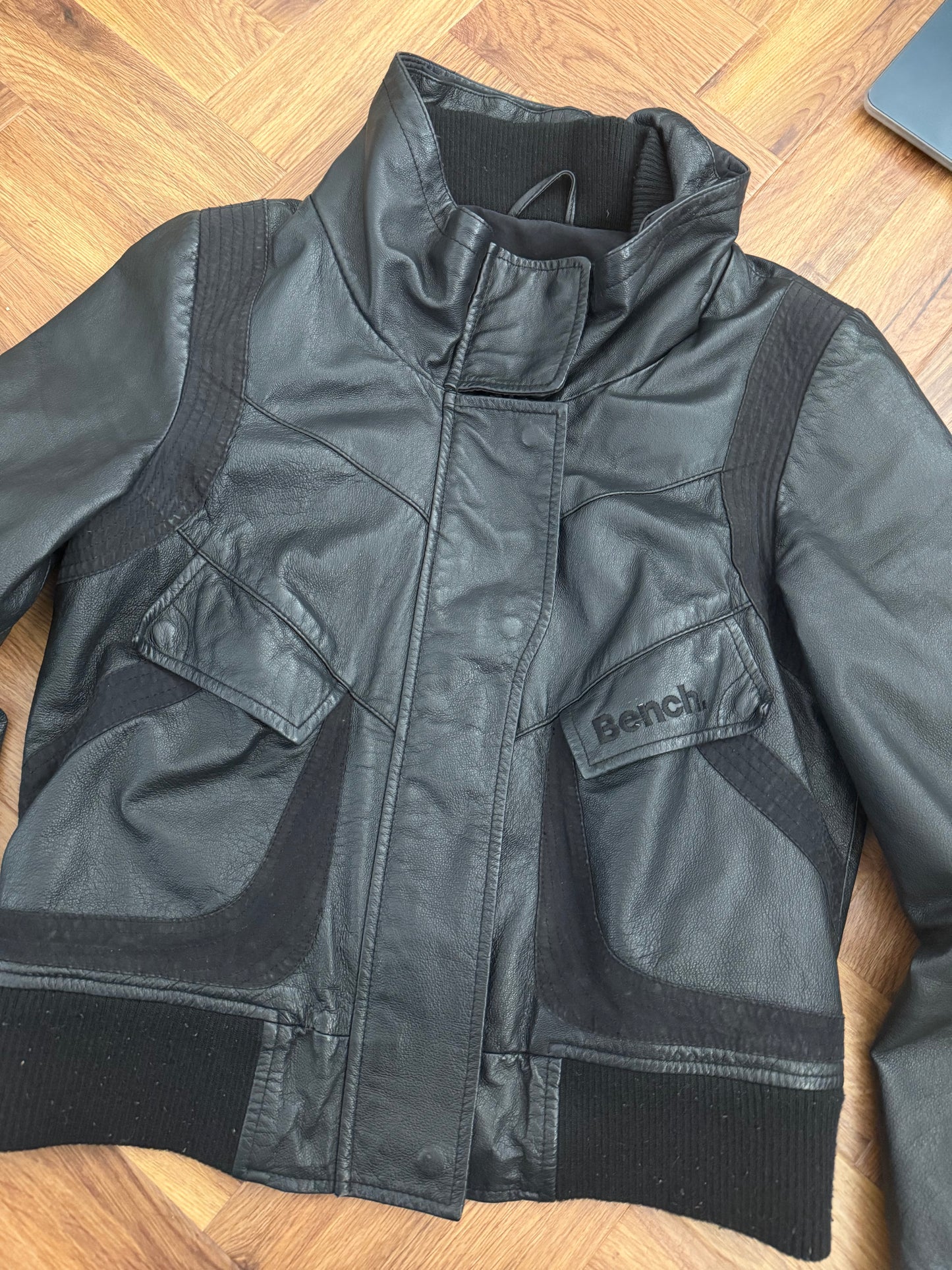 Bench Leather Bomber Jacket (M)