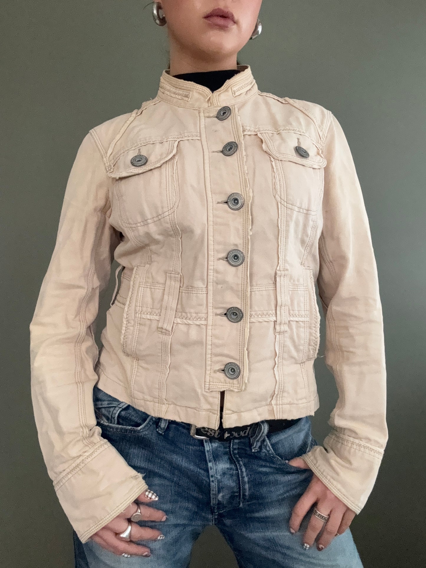 Beige Utility Button Up Jacket (UK14)