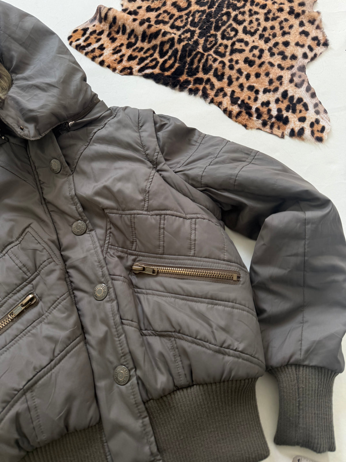 Khaki Y2K Puffer Jacket (UK10)