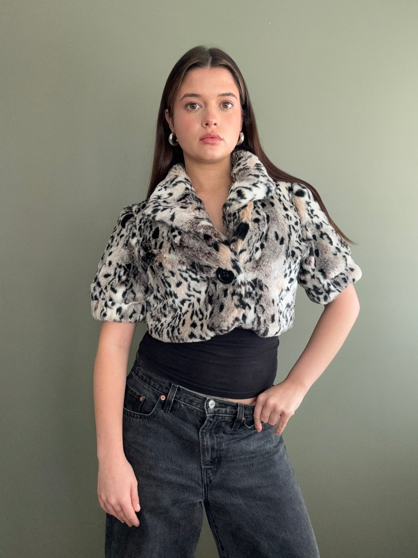 Faux Fur Leopard Bolero (UK12)