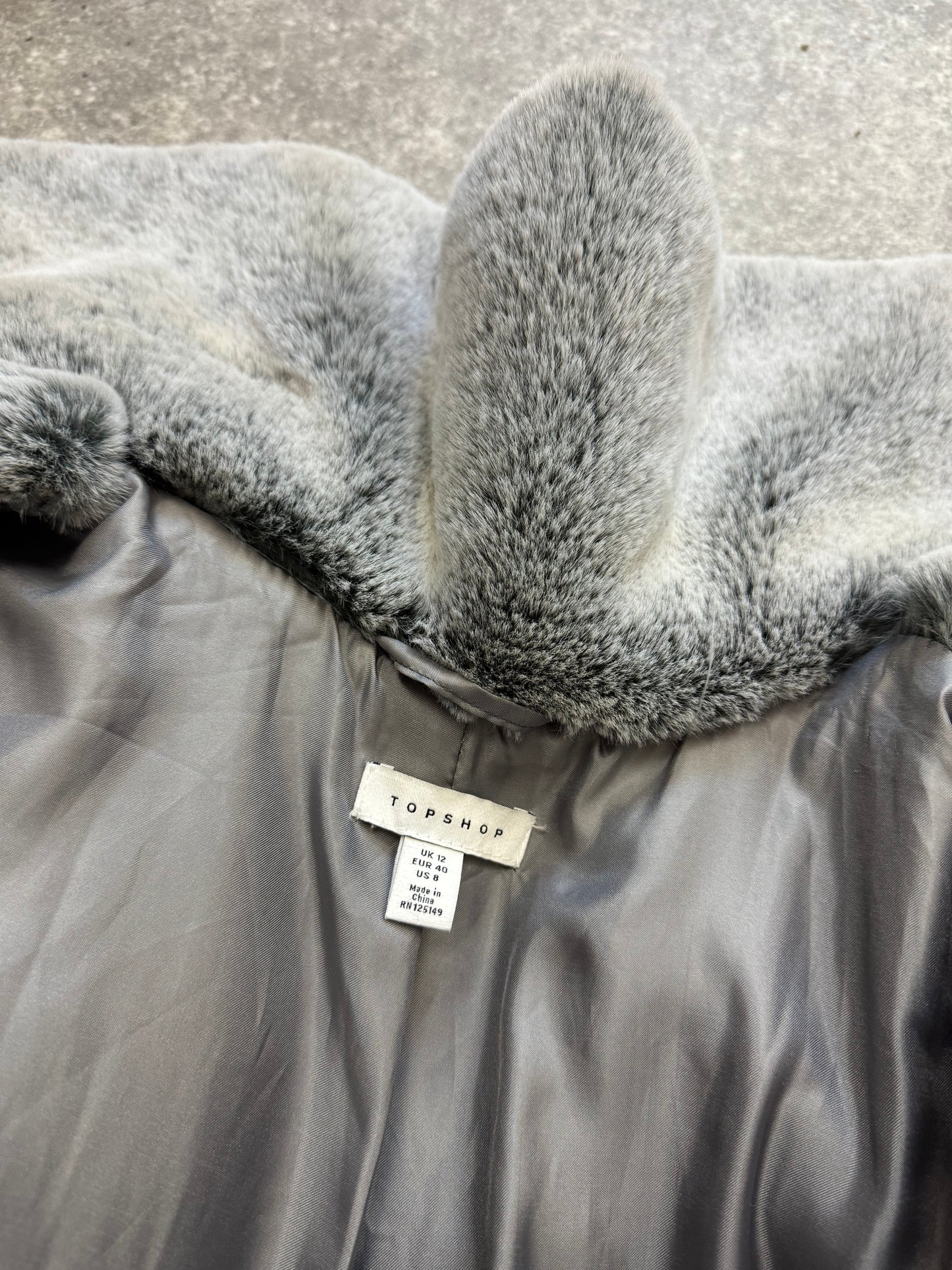 Grey Faux Fur Jacket (UK12)