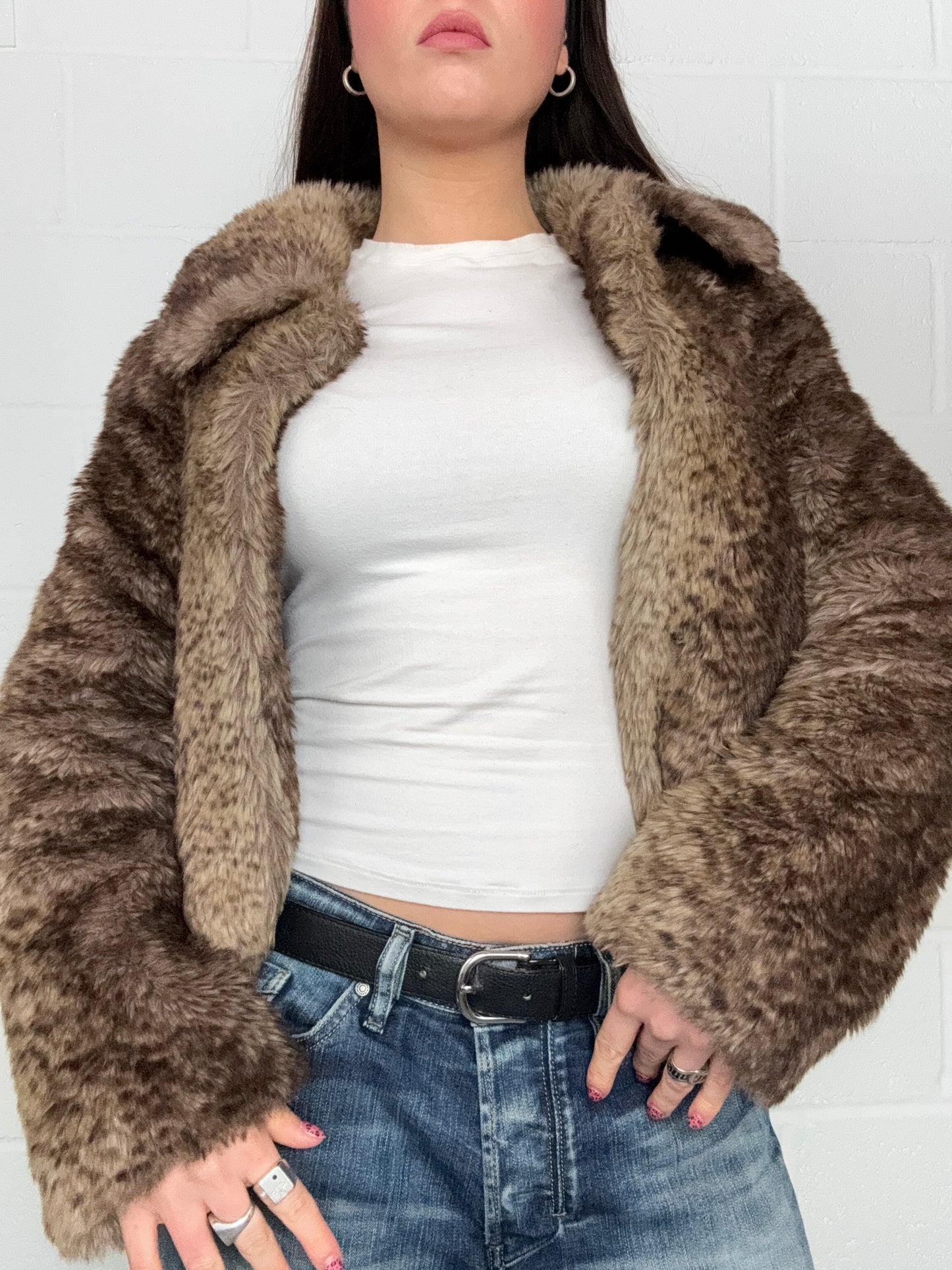 Leopard Faux Fur Jacket (XS)