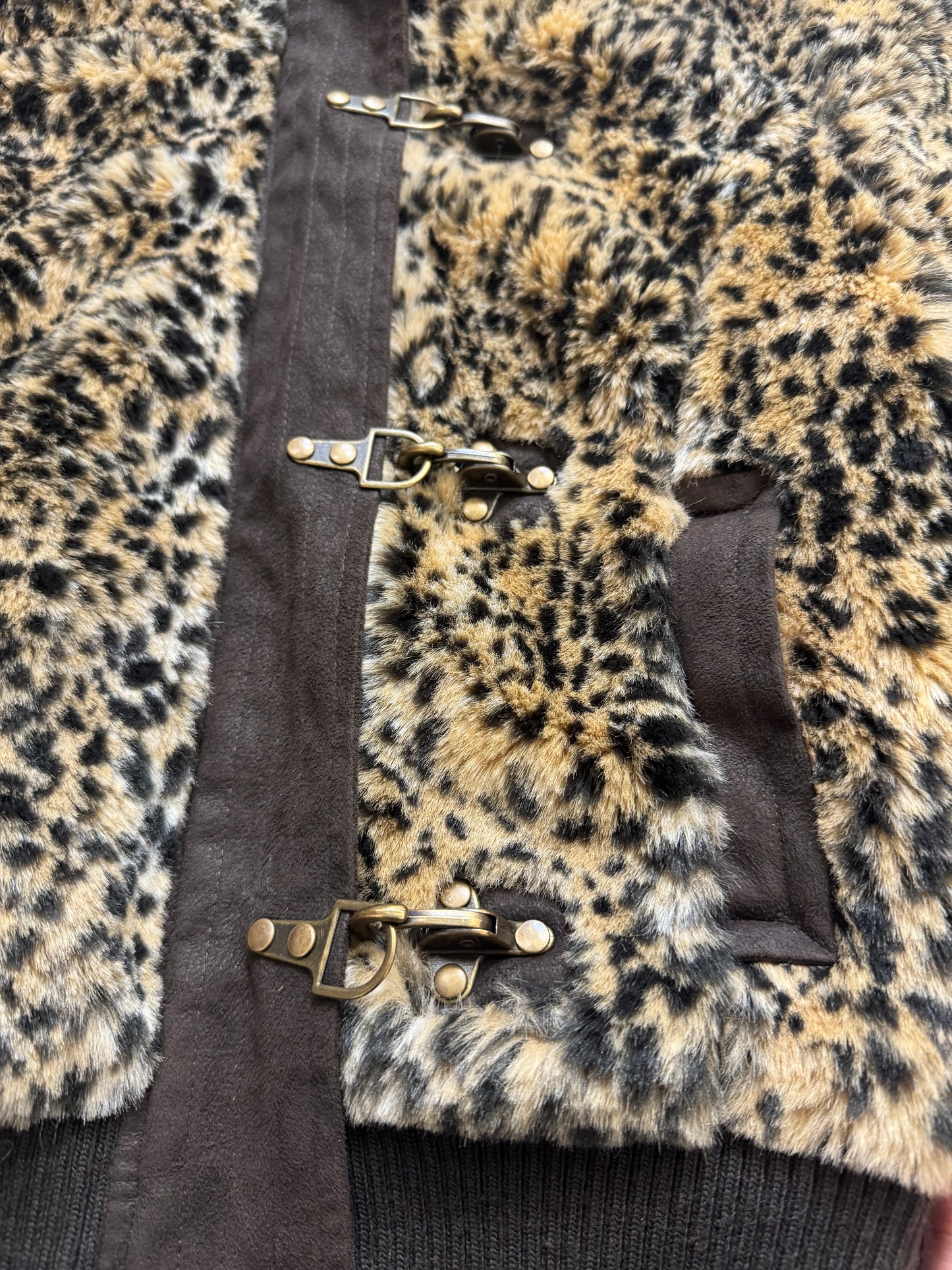 Leopard Faux Fur Bomber Jacket (S)