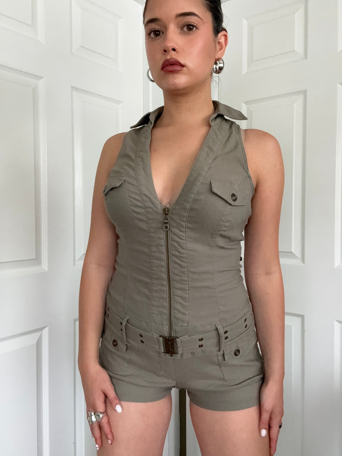Khaki Y2K Playsuit (UK12)