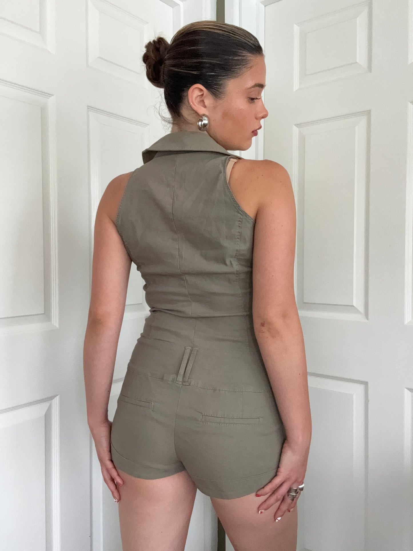 Khaki Y2K Playsuit (UK12)