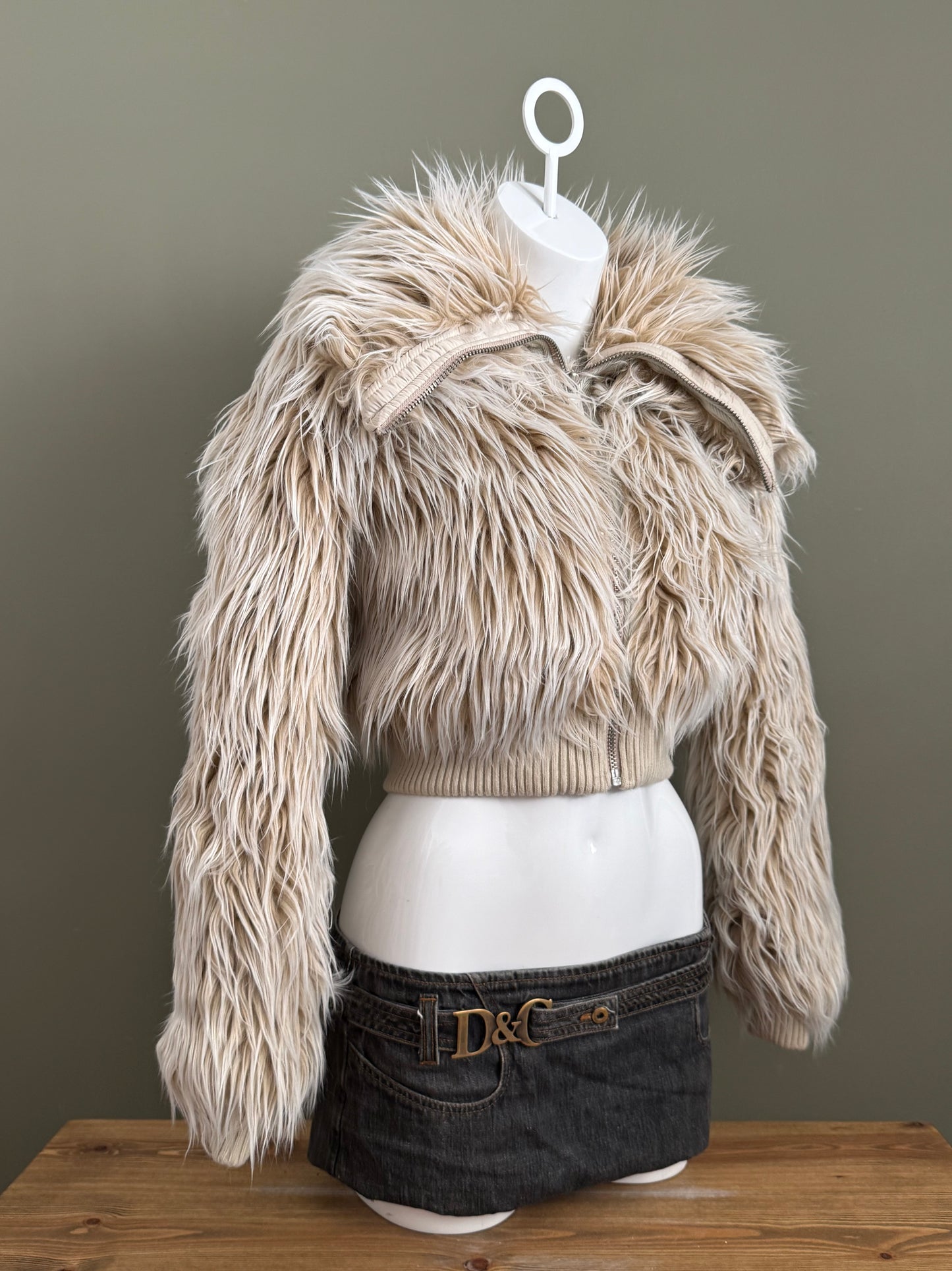 Faux Fur Crop Jacket (UK6)
