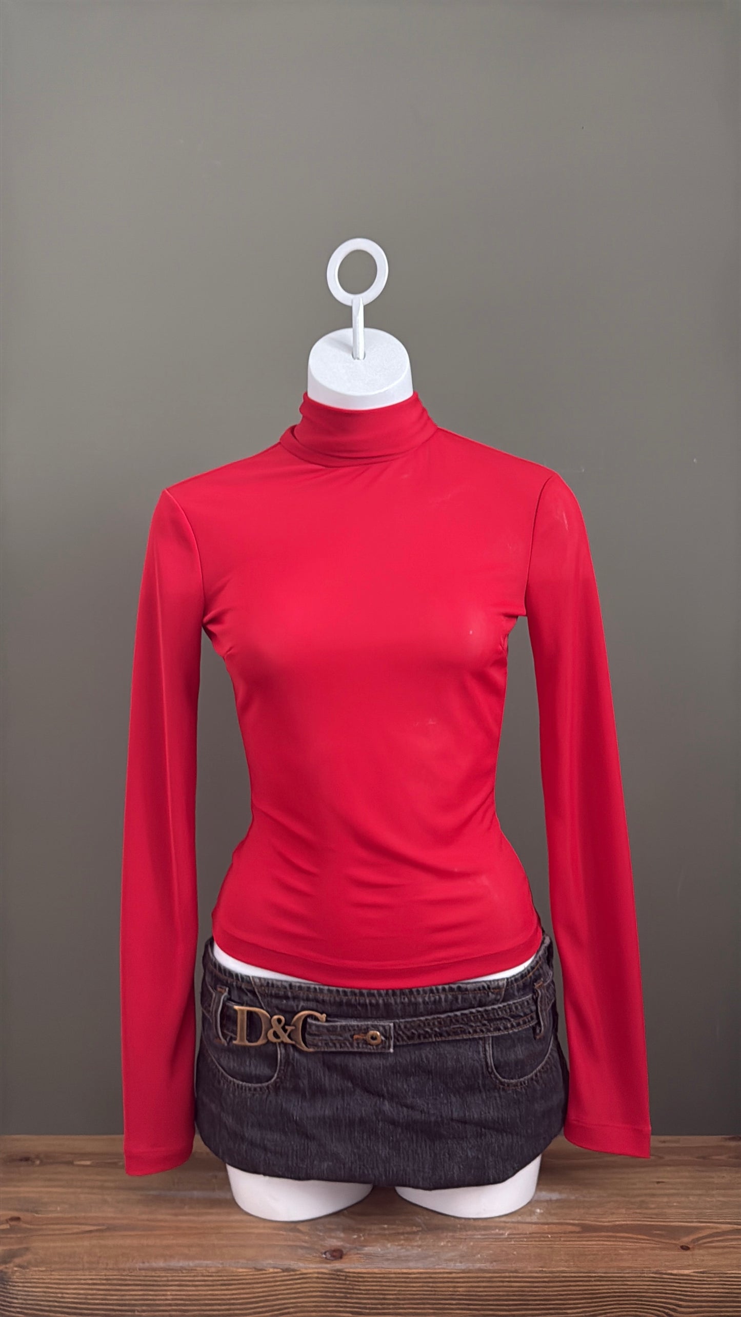 Dolce & Gabbana Red Mesh Longsleeve Top (S)