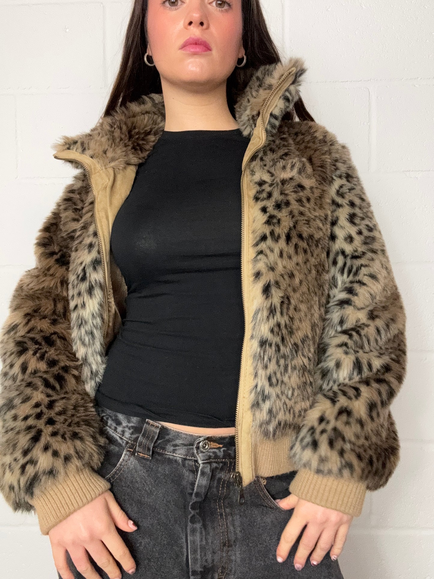 Leopard Print Faux Fur Jacket (UK14)