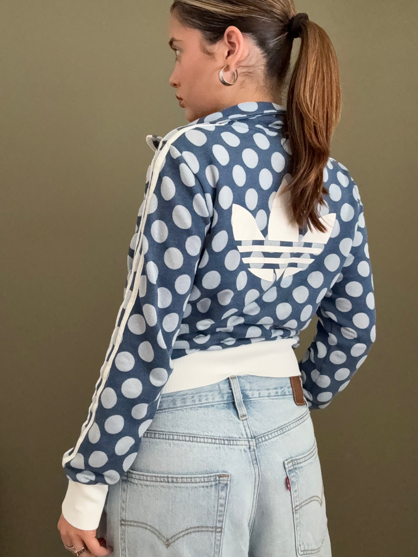 Blue Adidas Polka Dot Zip Jumper (S)