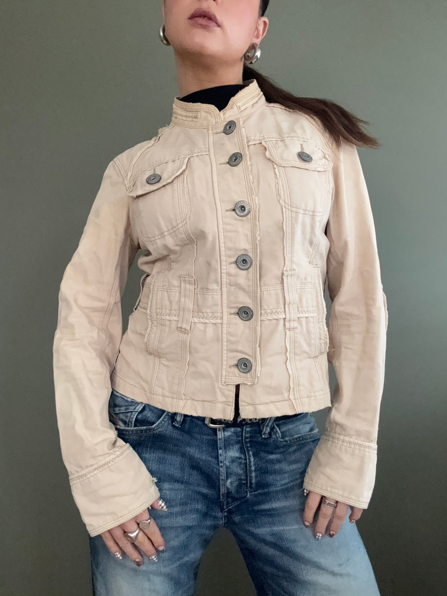 Beige Utility Button Up Jacket (UK14)
