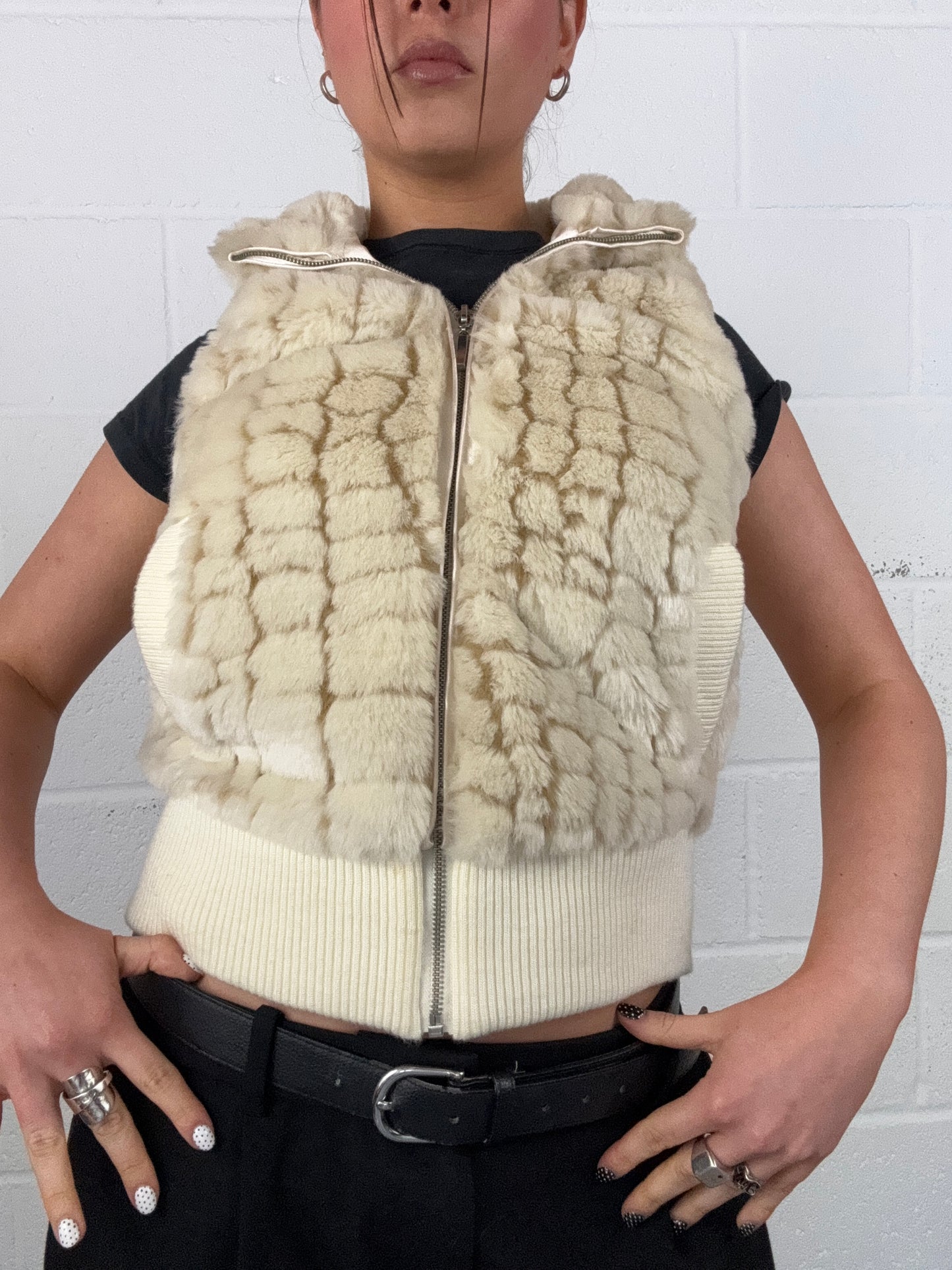 Cream Faux Fur Gilet (UK10)