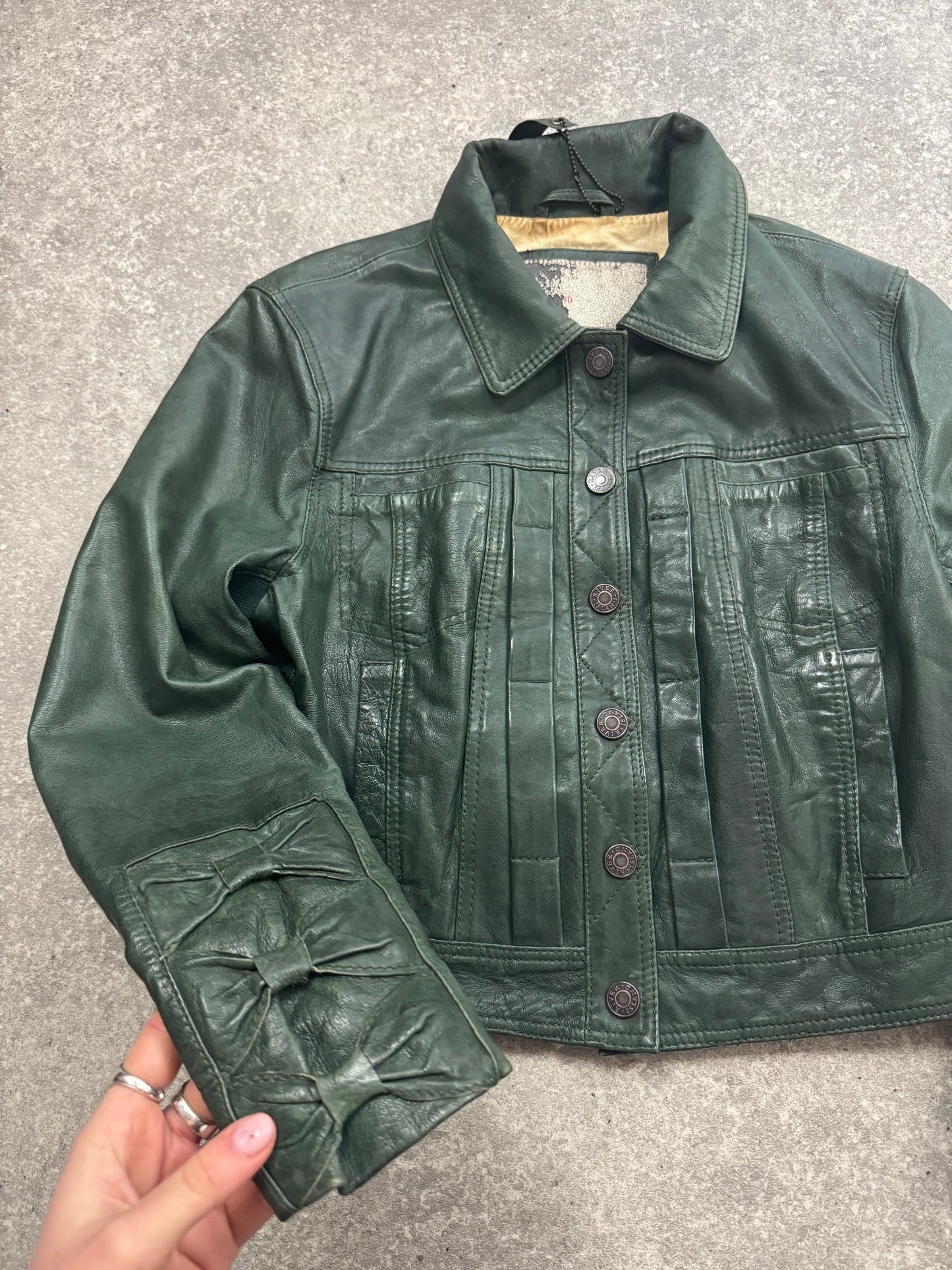 Vintage Green Leather Jacket (UK8)