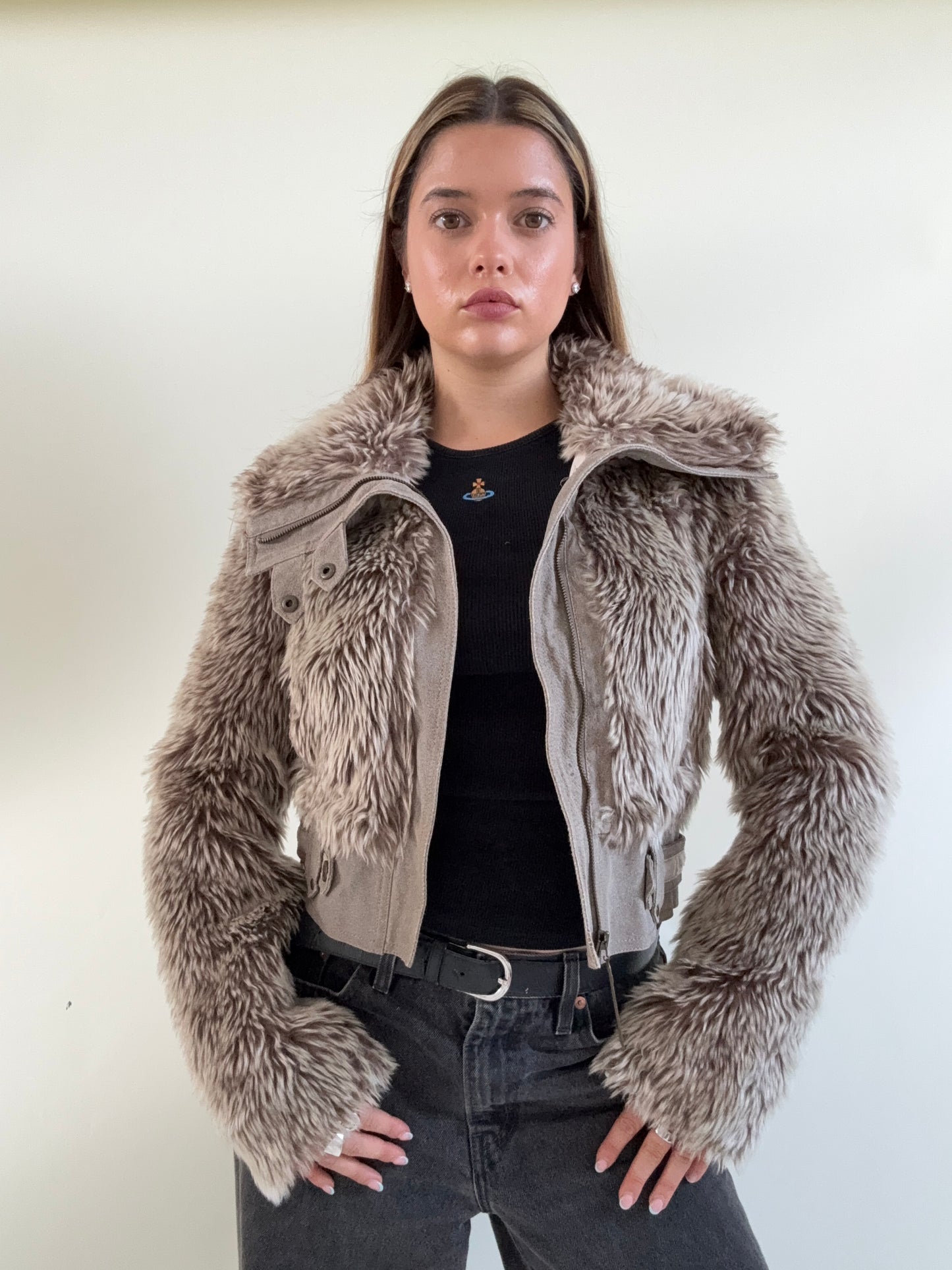 Faux Fur Bomber Jacket (UK10)
