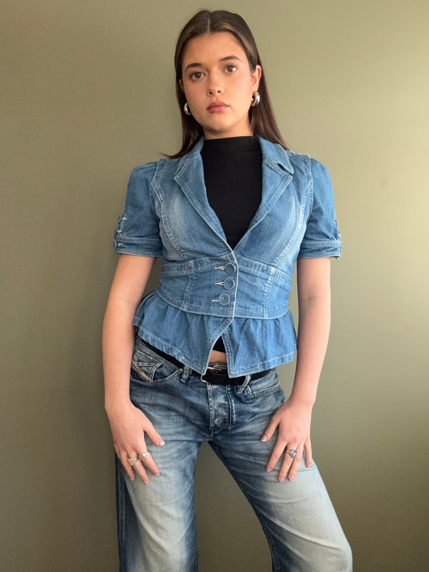 Denim Fitted Shortsleeve Jacket (UK12)