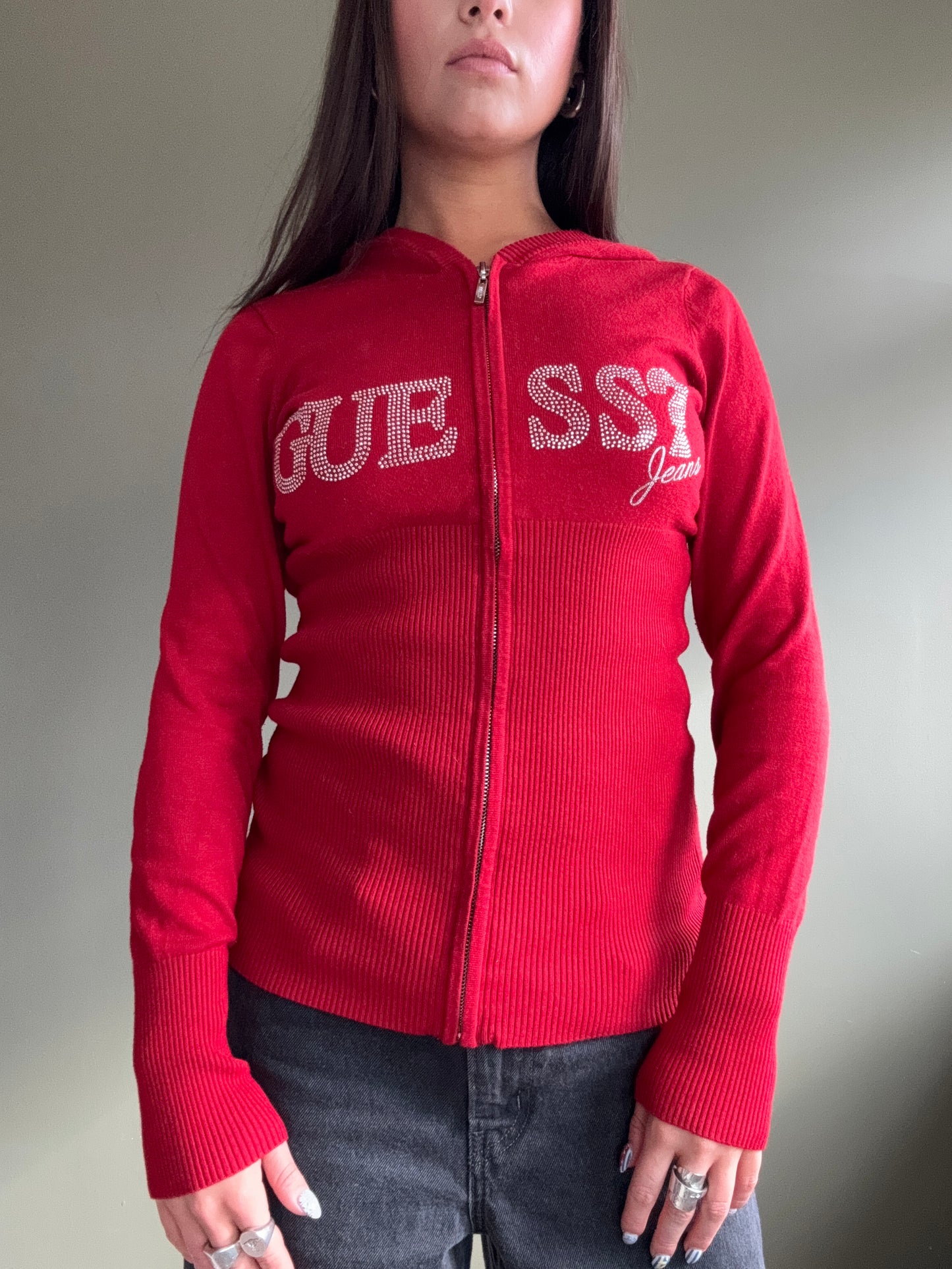 Guess Red Zip Hoodie (M)