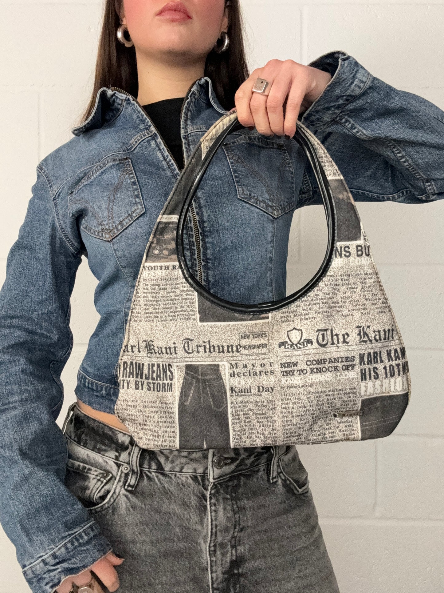 Bulaggi Newspaper Print Shoulder  Bag