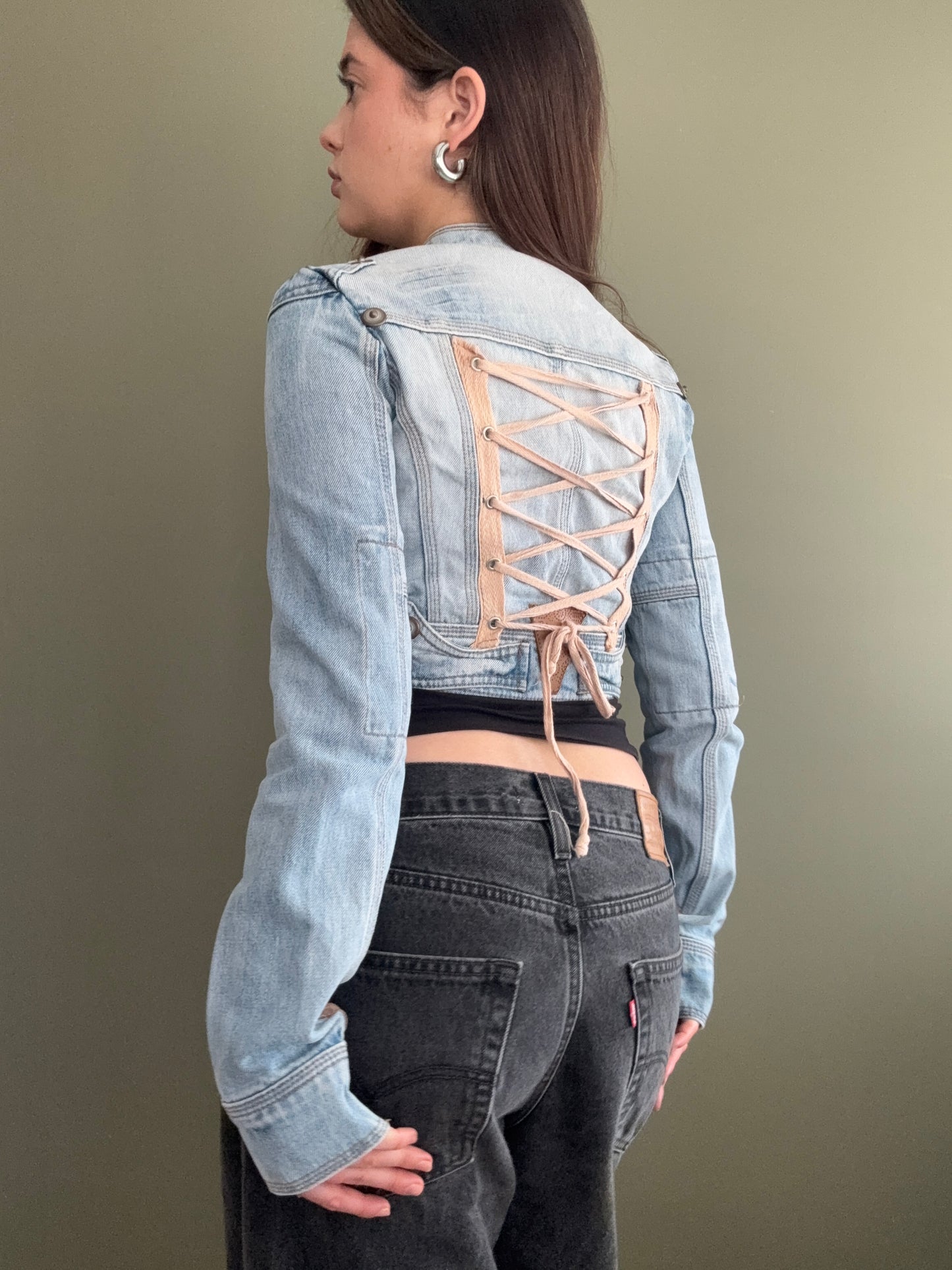 Cropped Denim Corset Jacket (UK8)
