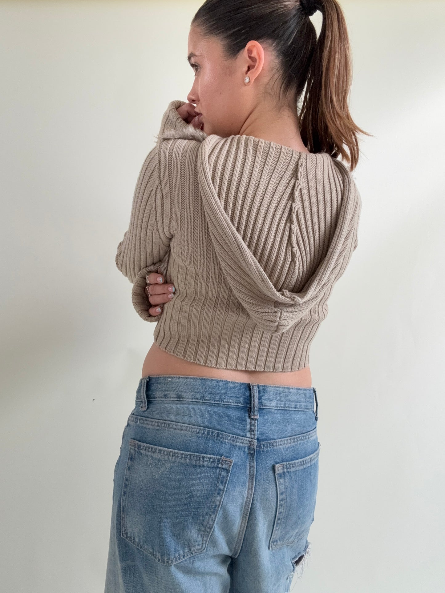 DKNY Faux Fur Cropped Jumper (S)