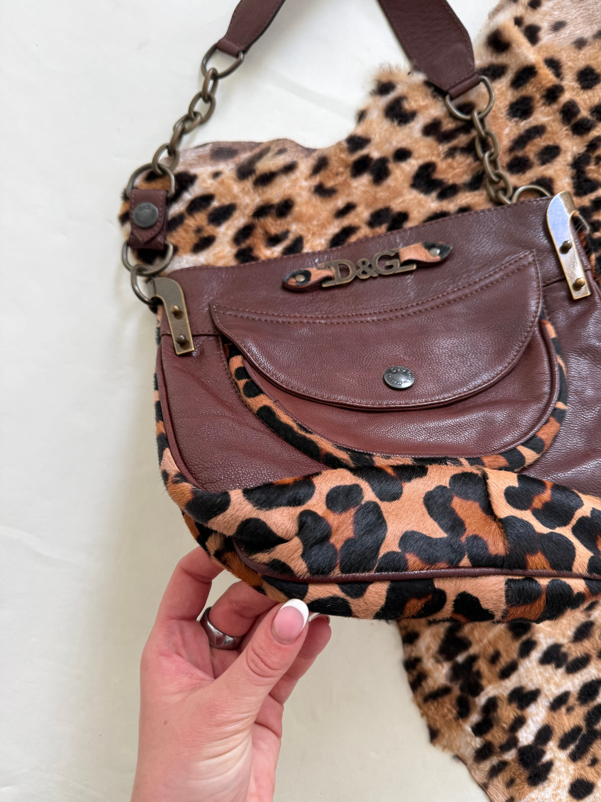 Dolce & Gabbana Leopard Leather Shoulder Bag & Purse