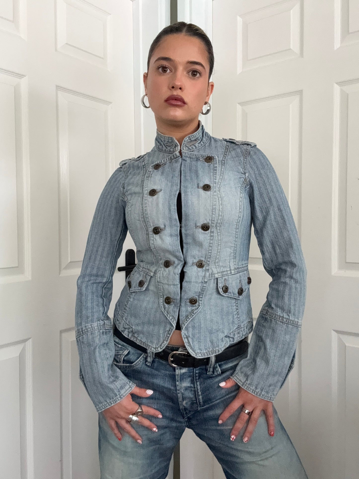 Karen Millen Denim Pinstripe Jacket (UK10)