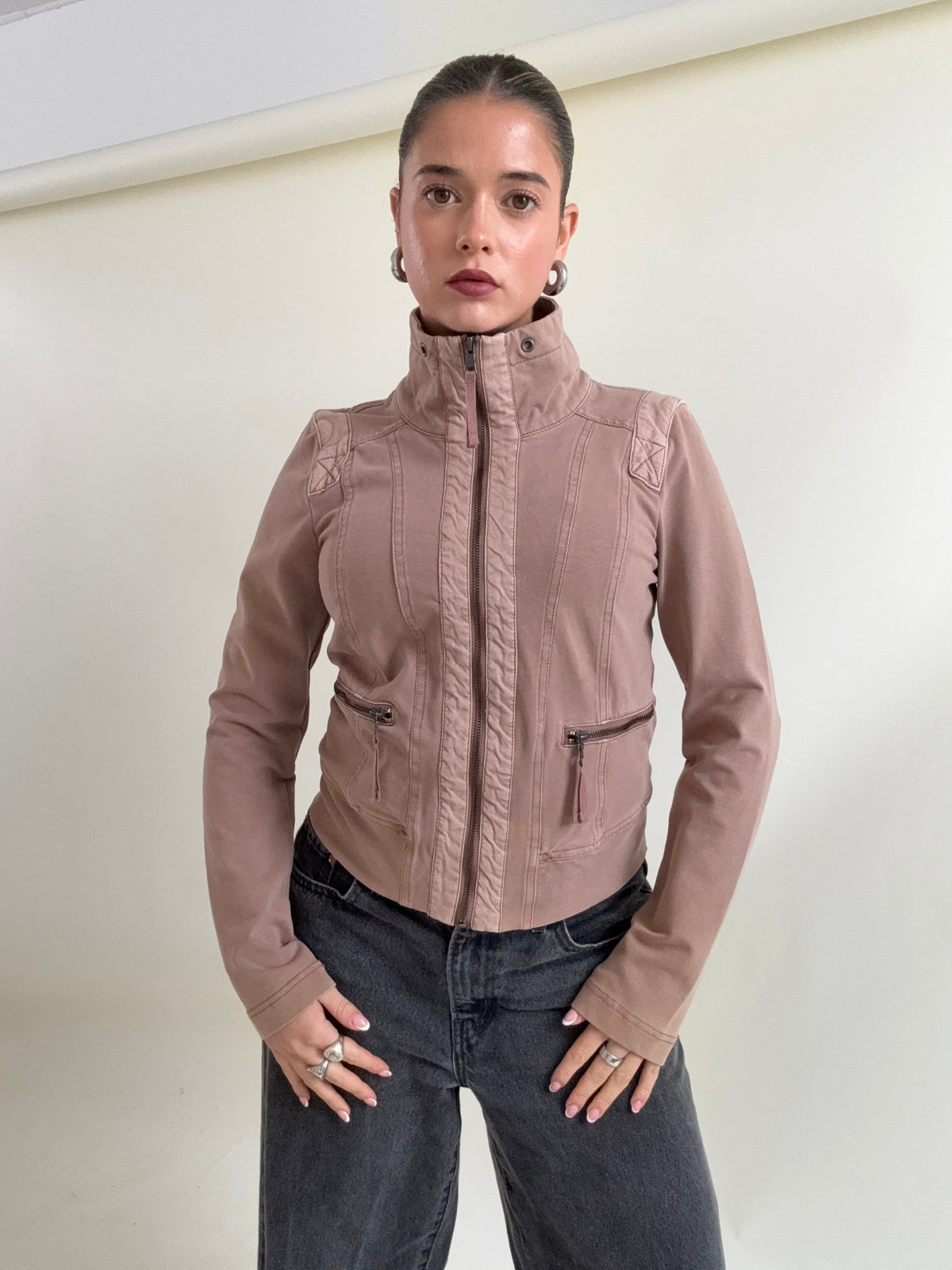 Beige Cargo Zip Jumper (M)