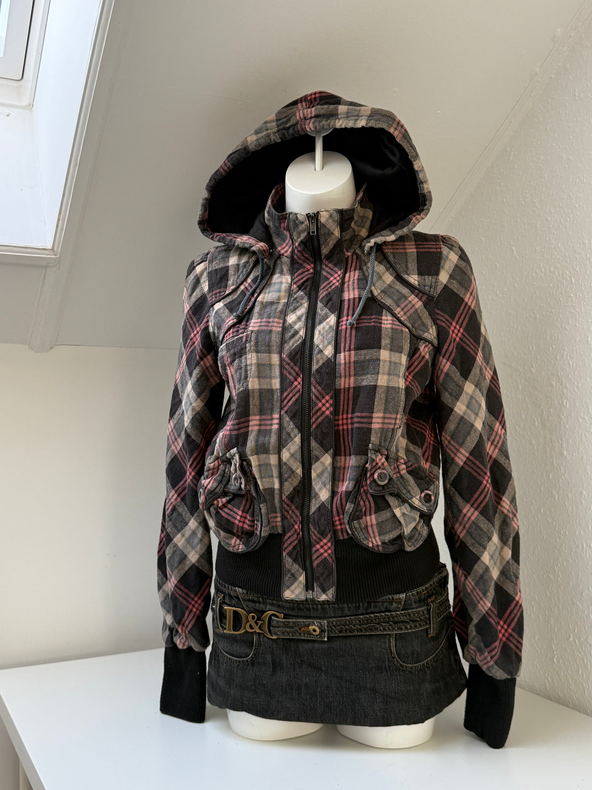 Tartan Hooded Bomber Jacket (UK12)