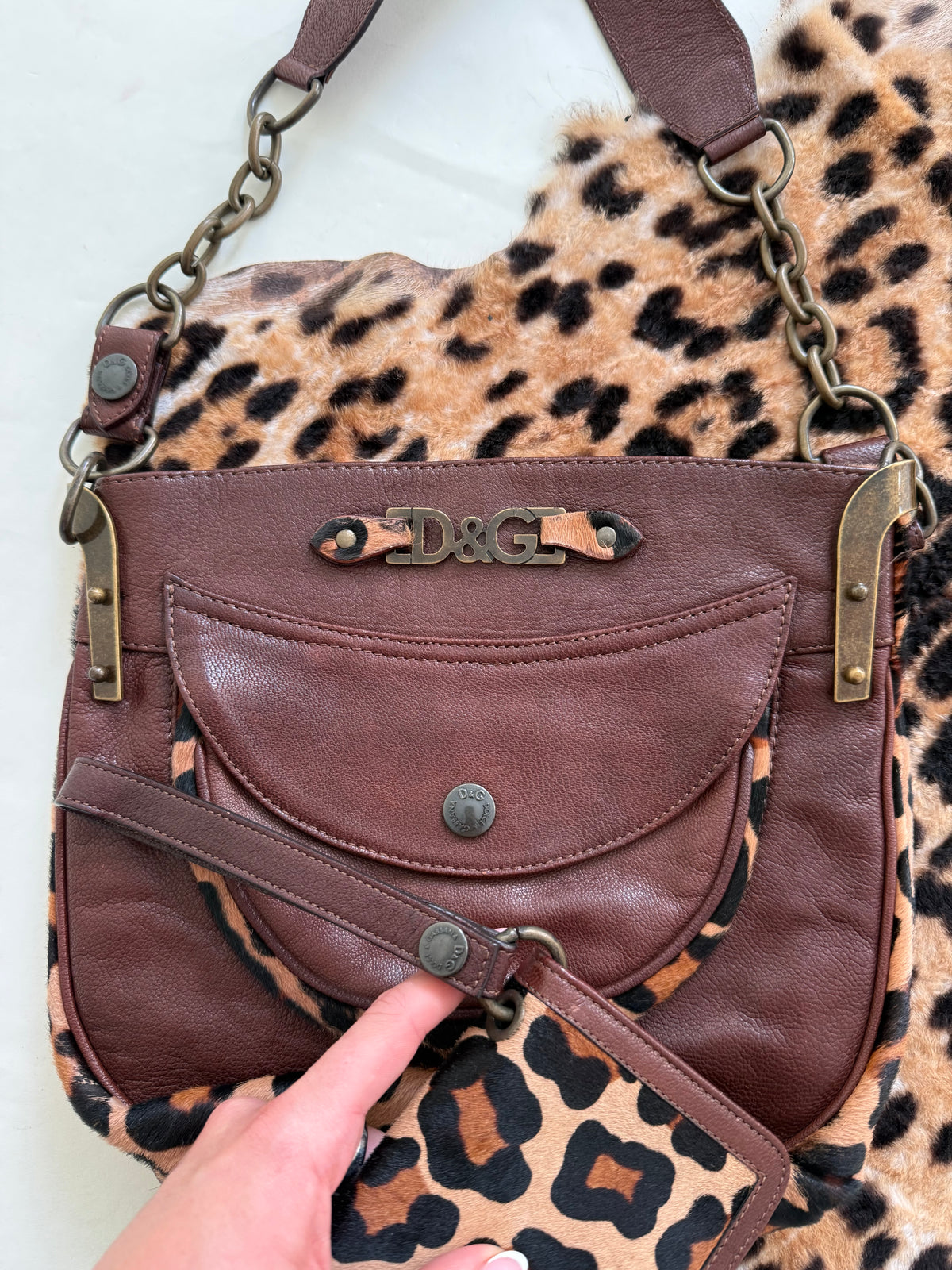 Dolce & Gabbana Leopard Leather Shoulder Bag & Purse