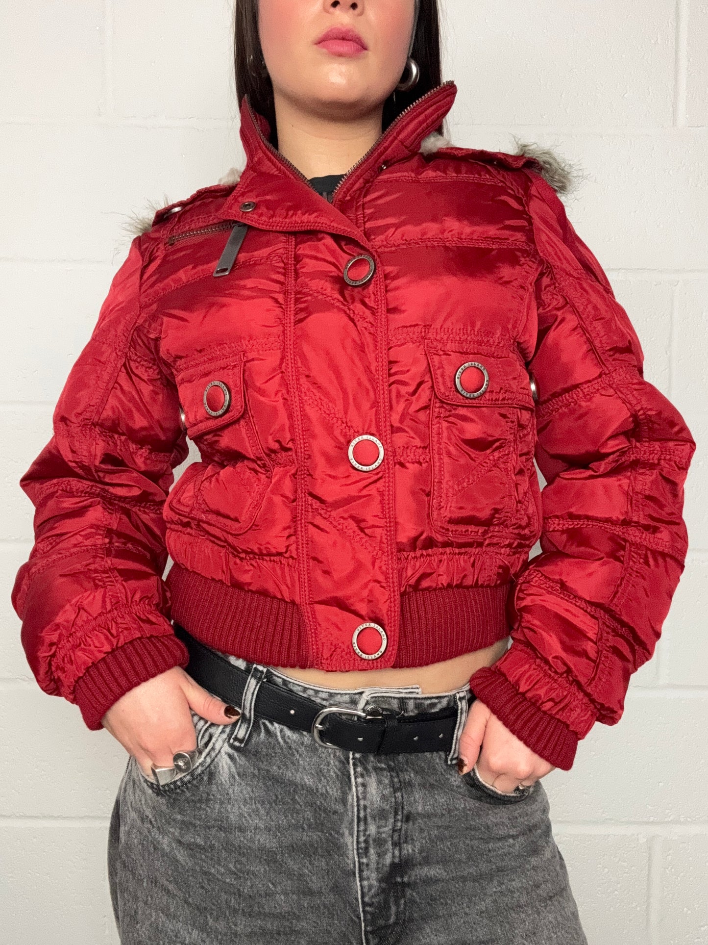 Red Y2K Puffer Jacket (UK14)