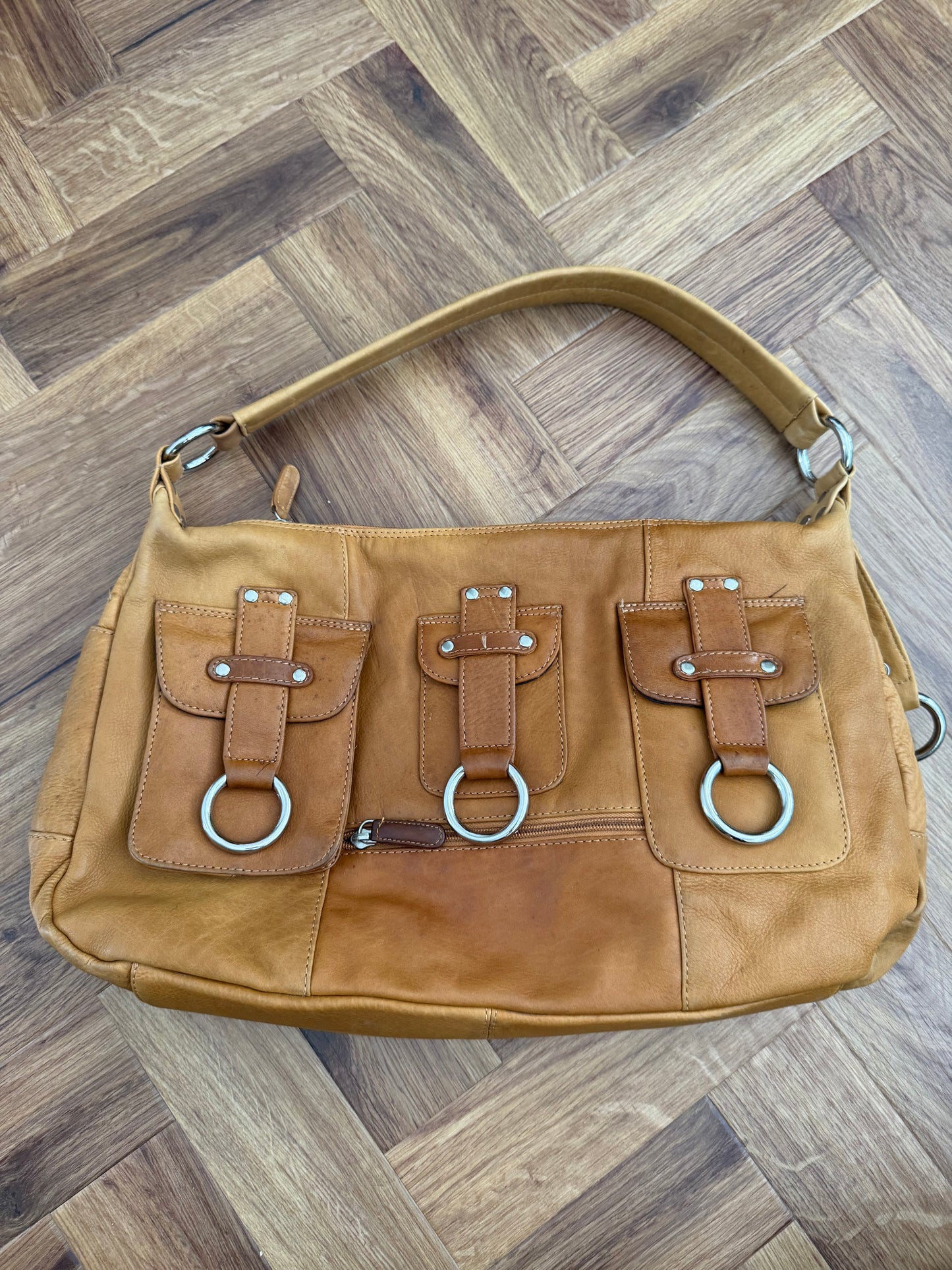 Vintage Leather Buckle Shoulder Bag