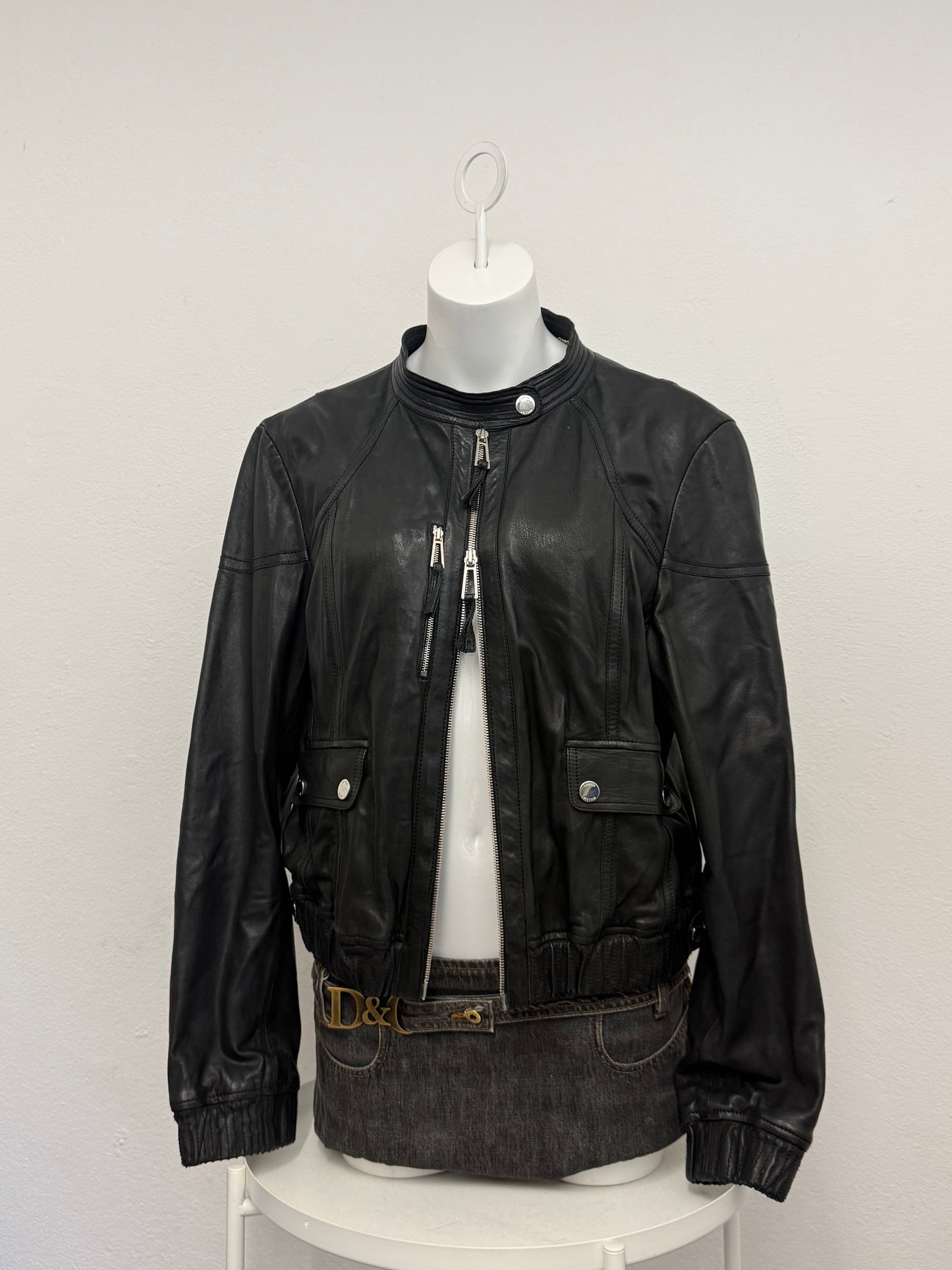 Karen Millen Leather Bomber Jacket (M)