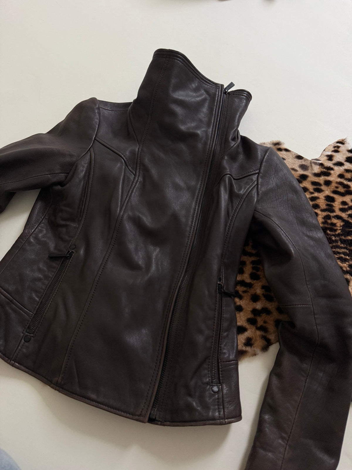 Michael Kors Asymmetric Leather Jacket (S)