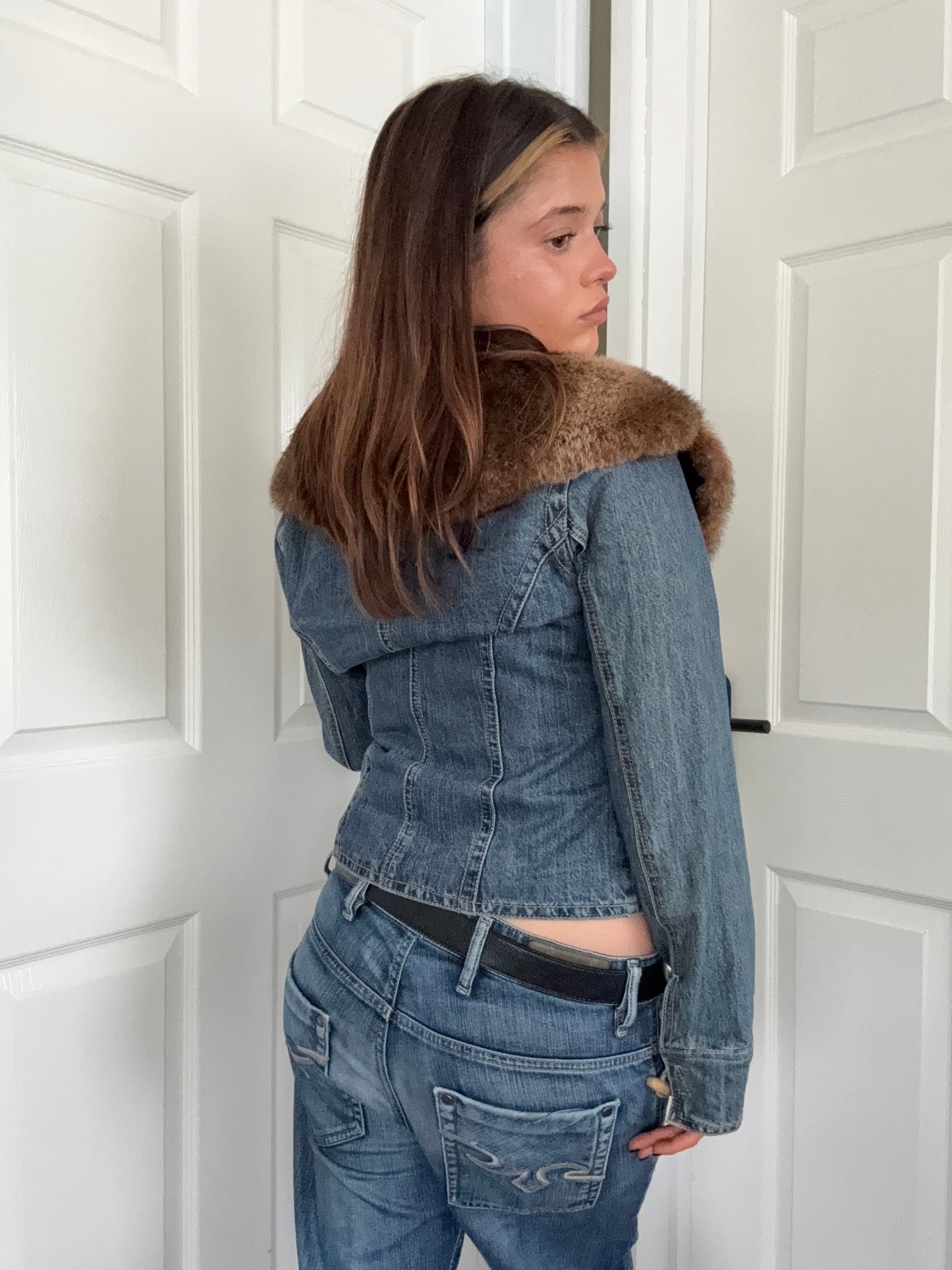 Morgan De Toi Denim Faux Fur Jacket (S)